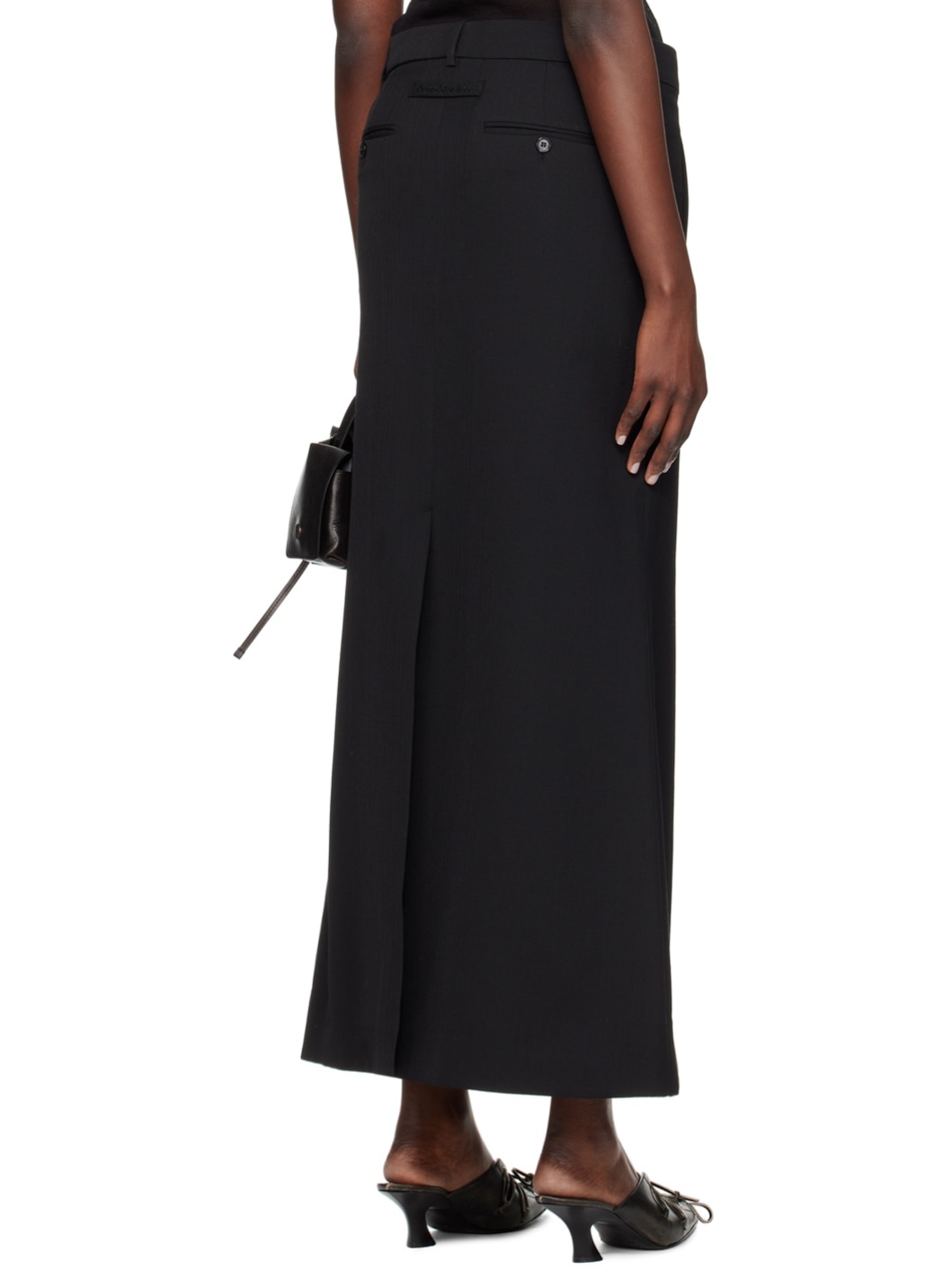 Black Tailored Maxi Skirt - 3