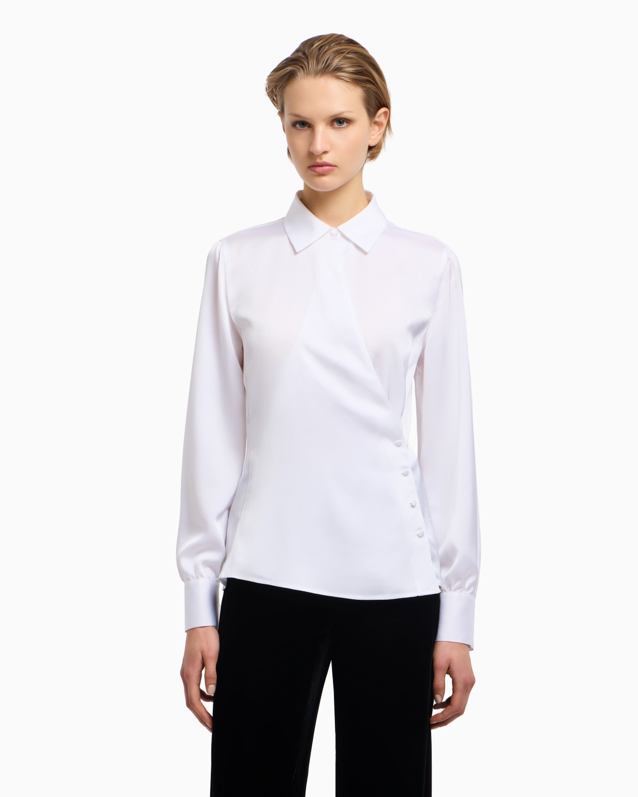 SATIN CRÊPE WRAP SHIRT - 4