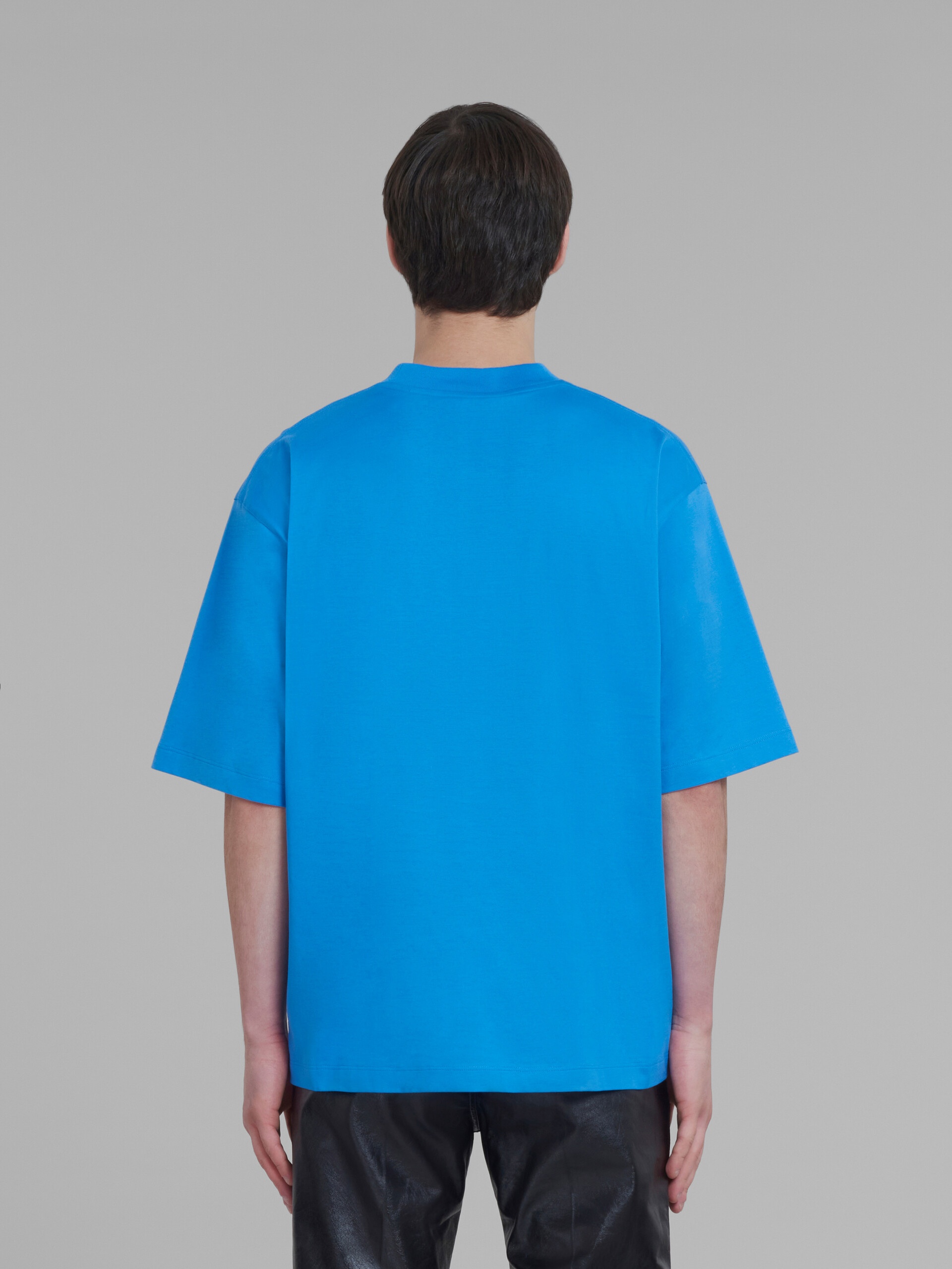 BLUE COTTON T-SHIRT WITH MARNI WHIRL PRINT - 3