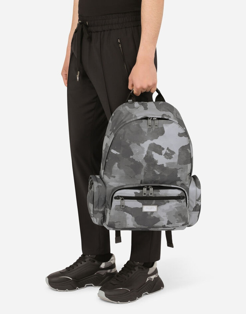 Dolce & Gabbana Camouflage-print nylon backpack with branded tag outlook