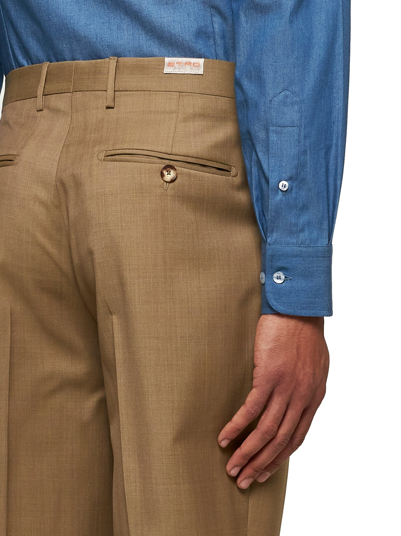 Beige wool one-pleat trousers - 5