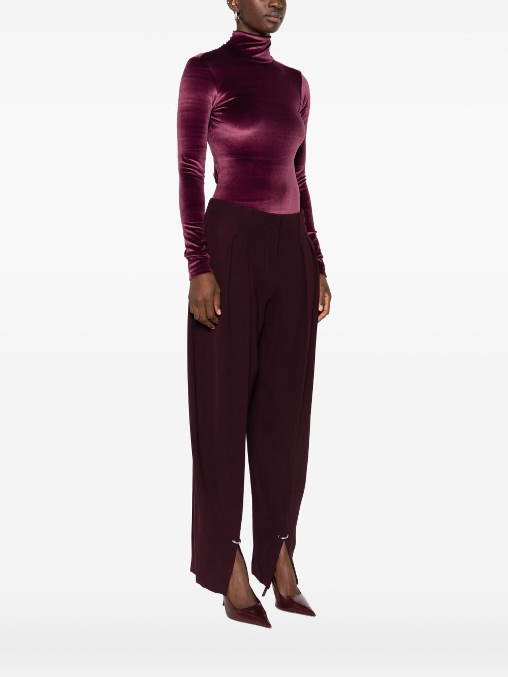 high-neck velvet bodysuit - 3