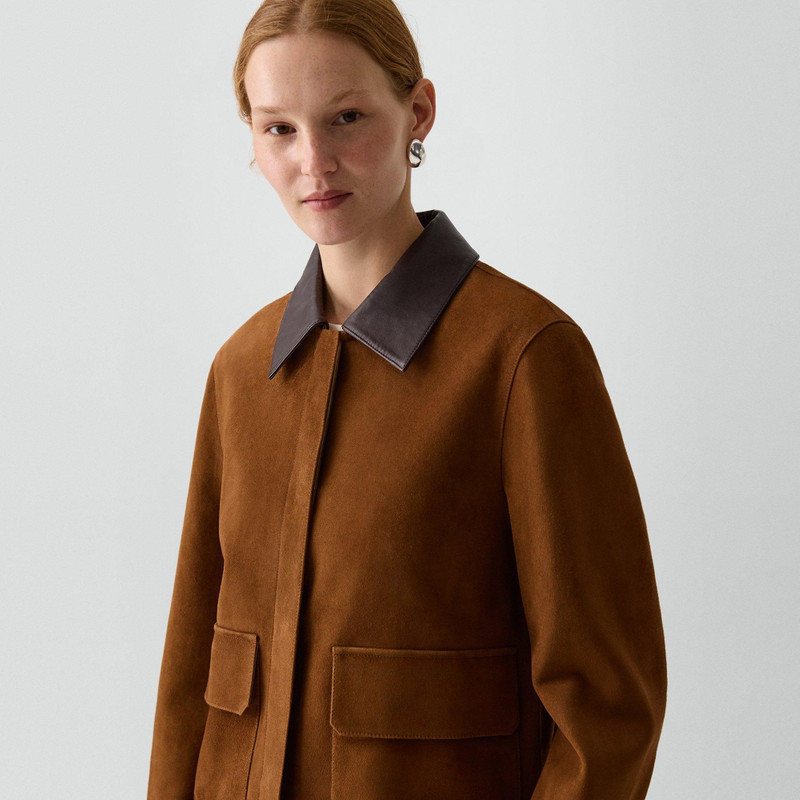 Boxy Patch Pocket Jacket in Suede 5