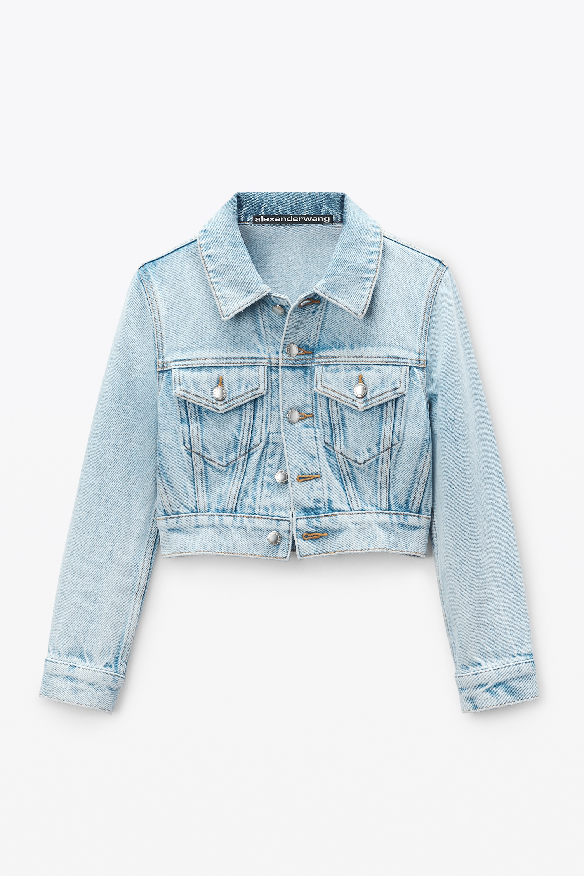 SHRUNKEN TRUCKER JACKET IN COMFORT STRETCH DENIM in GREY