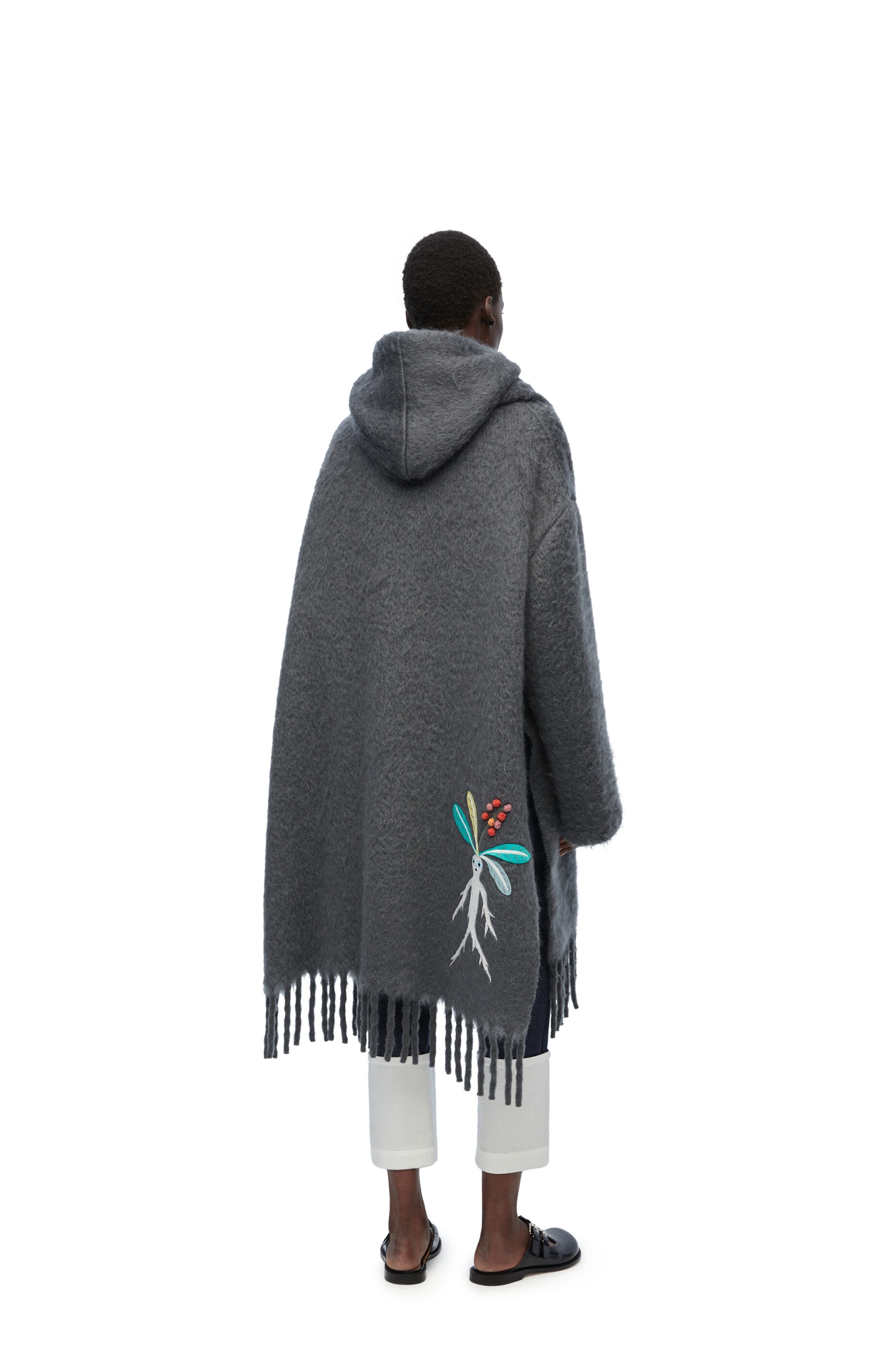 Hooded scarf coat in wool and mohair - 4