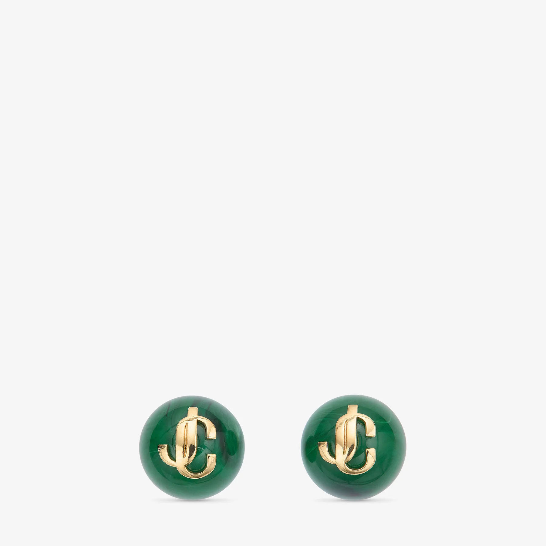 Beads Earrings Dark Green and Gold Finish Metal and Acrylic Stud Earrings - 1