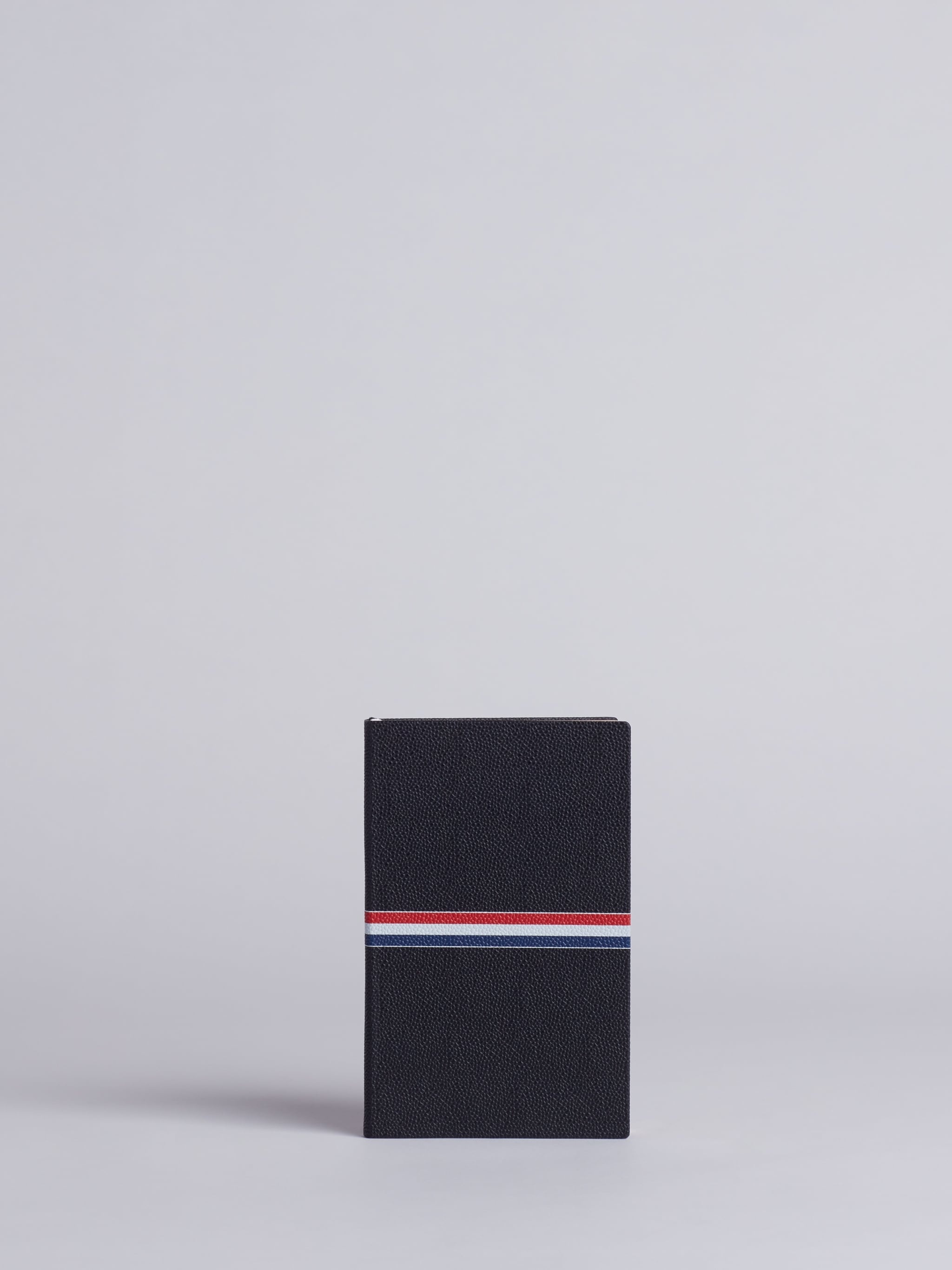 Large Notebook With Red, White And Blue Grosgrain In Black Pebble Grain - 1