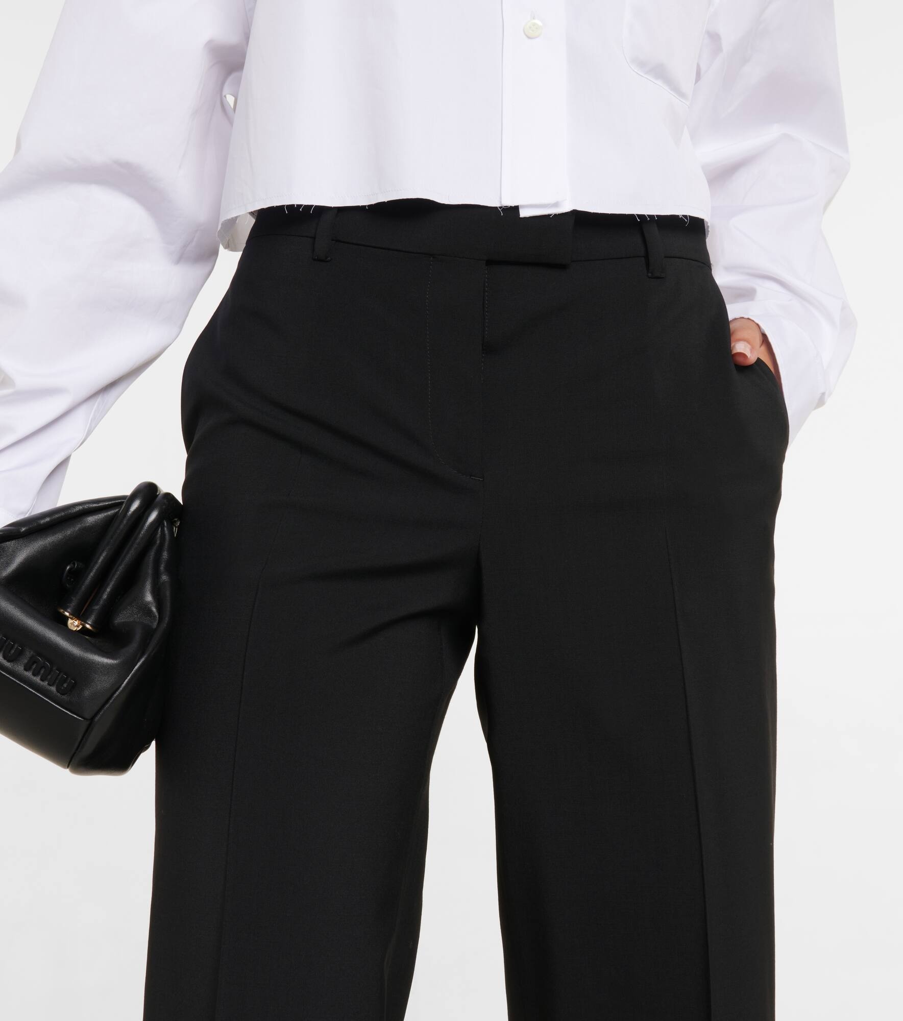 Mid-rise straight wool-blend pants - 4