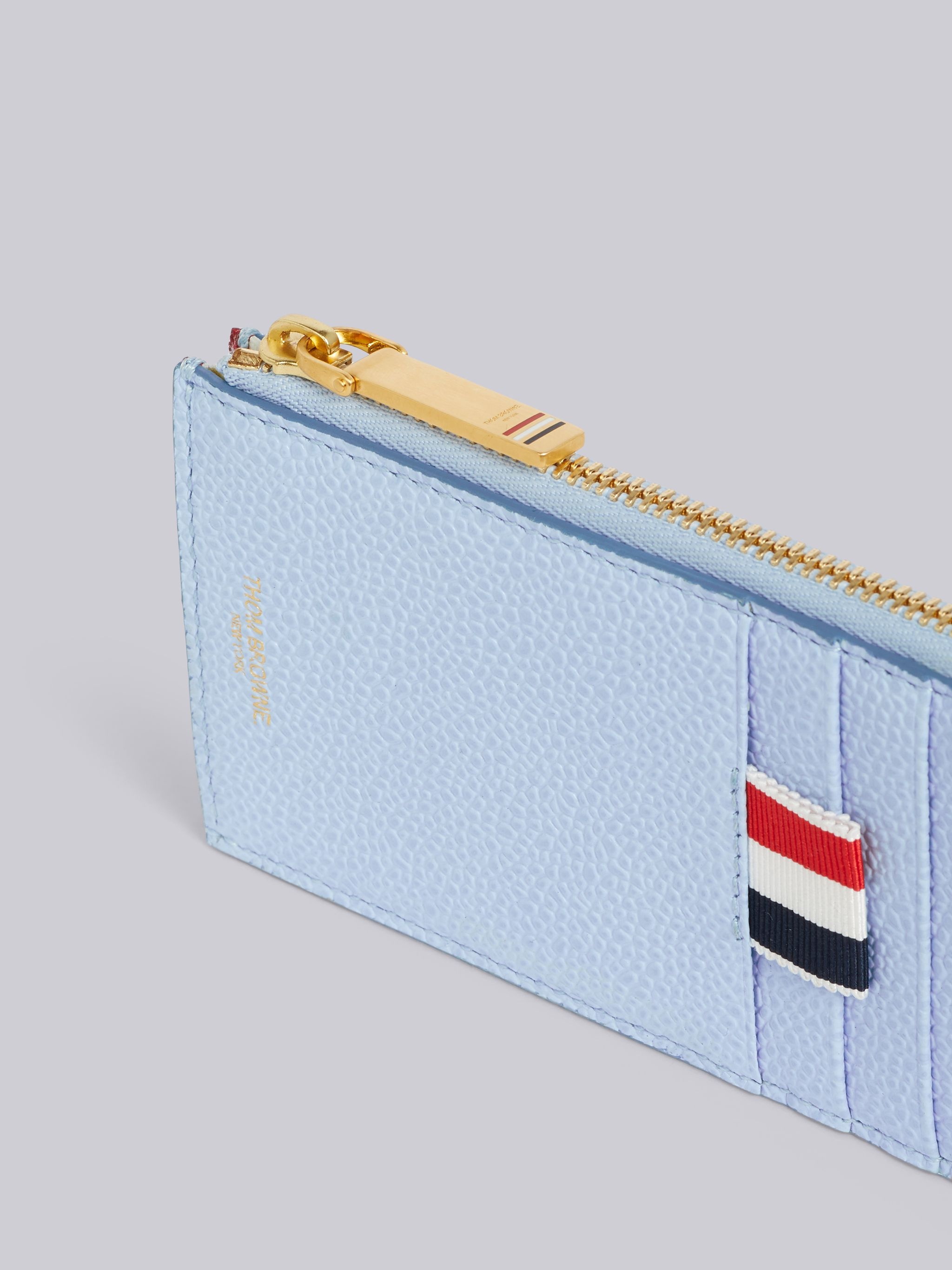 Light Blue Pebbled Half-Zip Around Wallet - 2