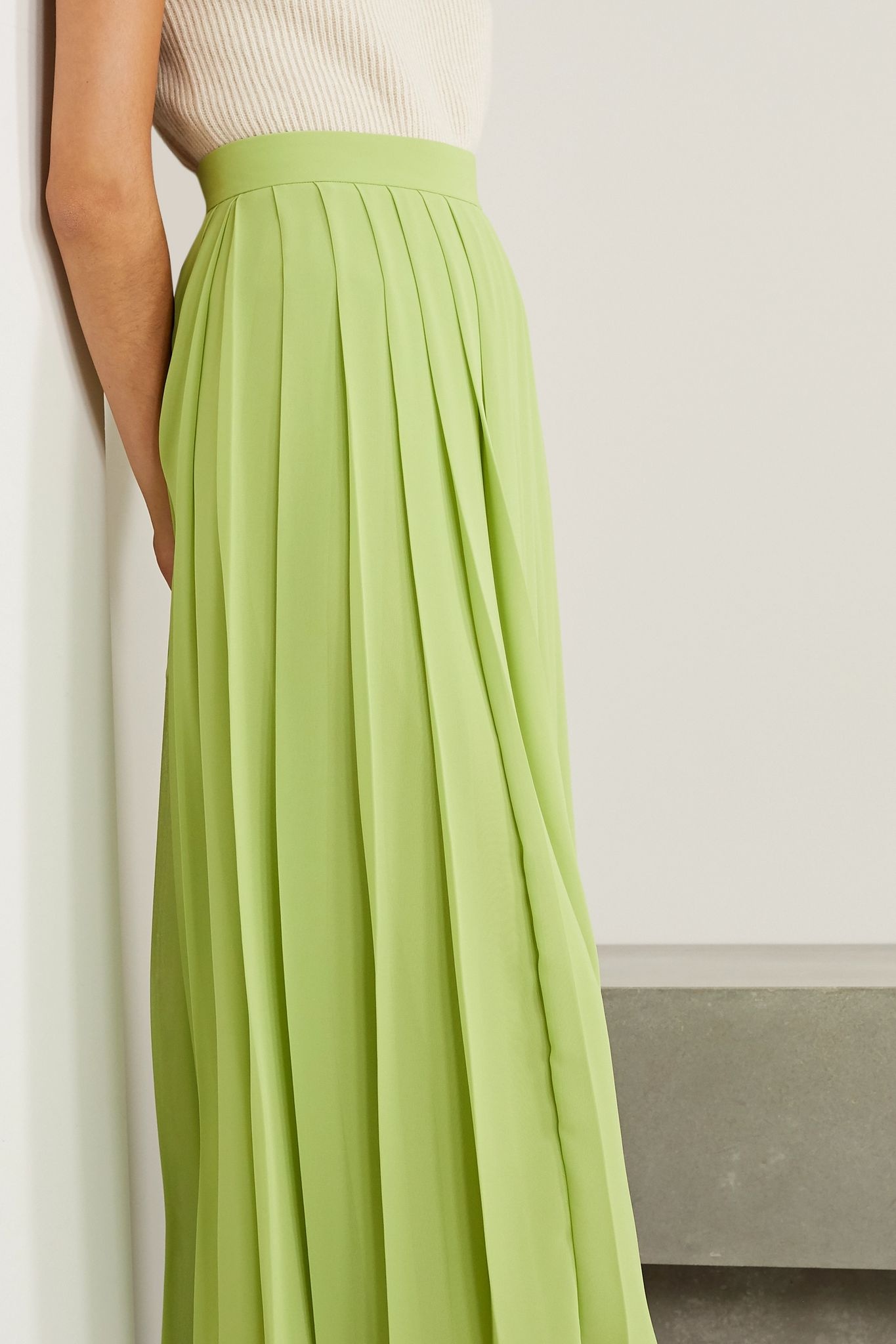 Magda pleated chiffon midi skirt - 3