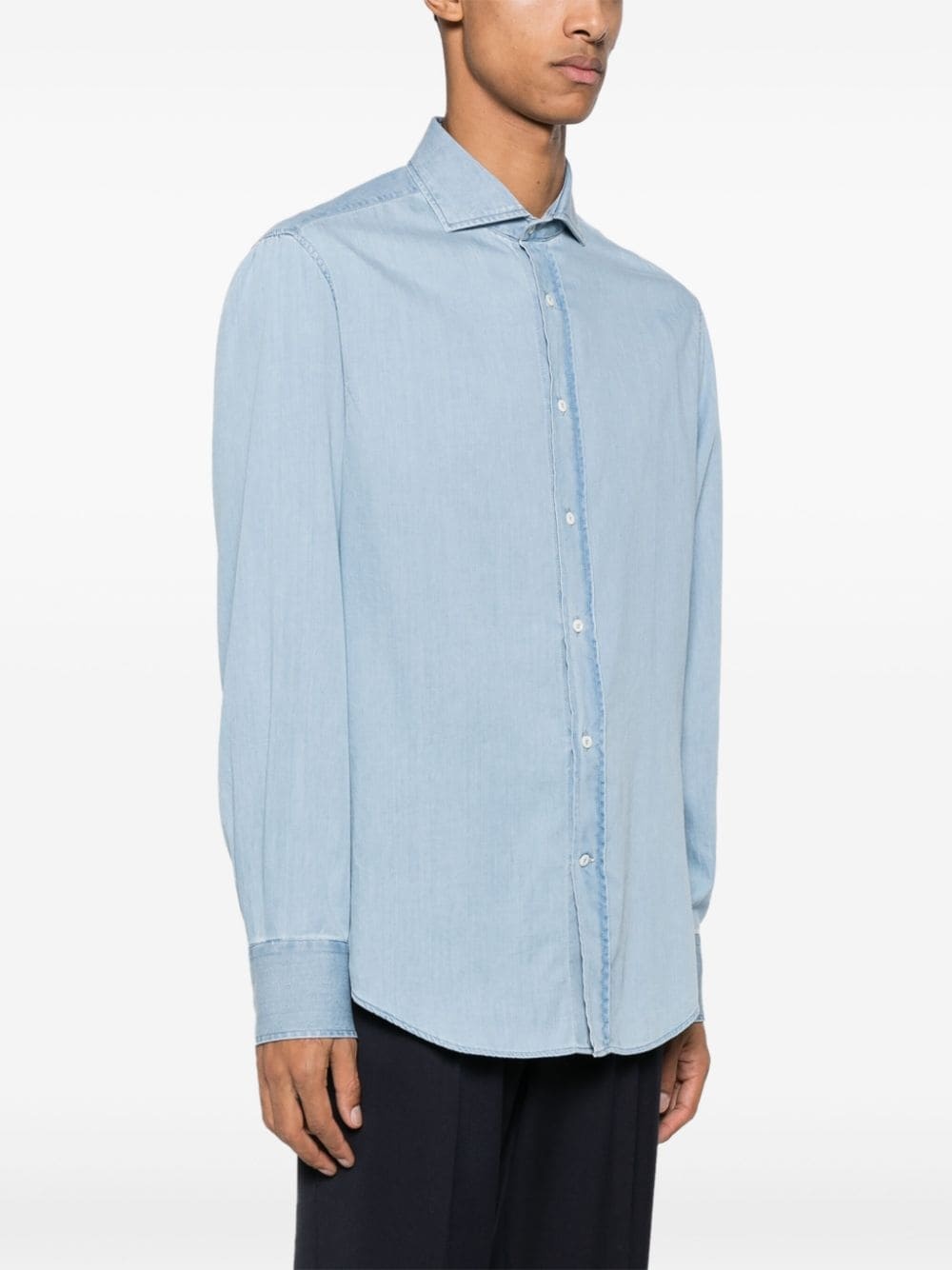 spread-collar cotton shirt - 3