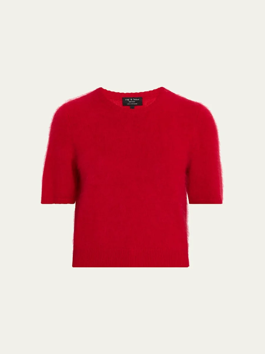 Jada Cashmere Short-Sleeve Sweater - 1