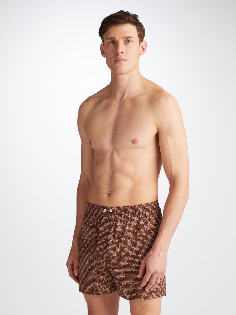 Men's Classic Fit Boxers Ledbury 72 Cotton Batiste Burgundy - 2