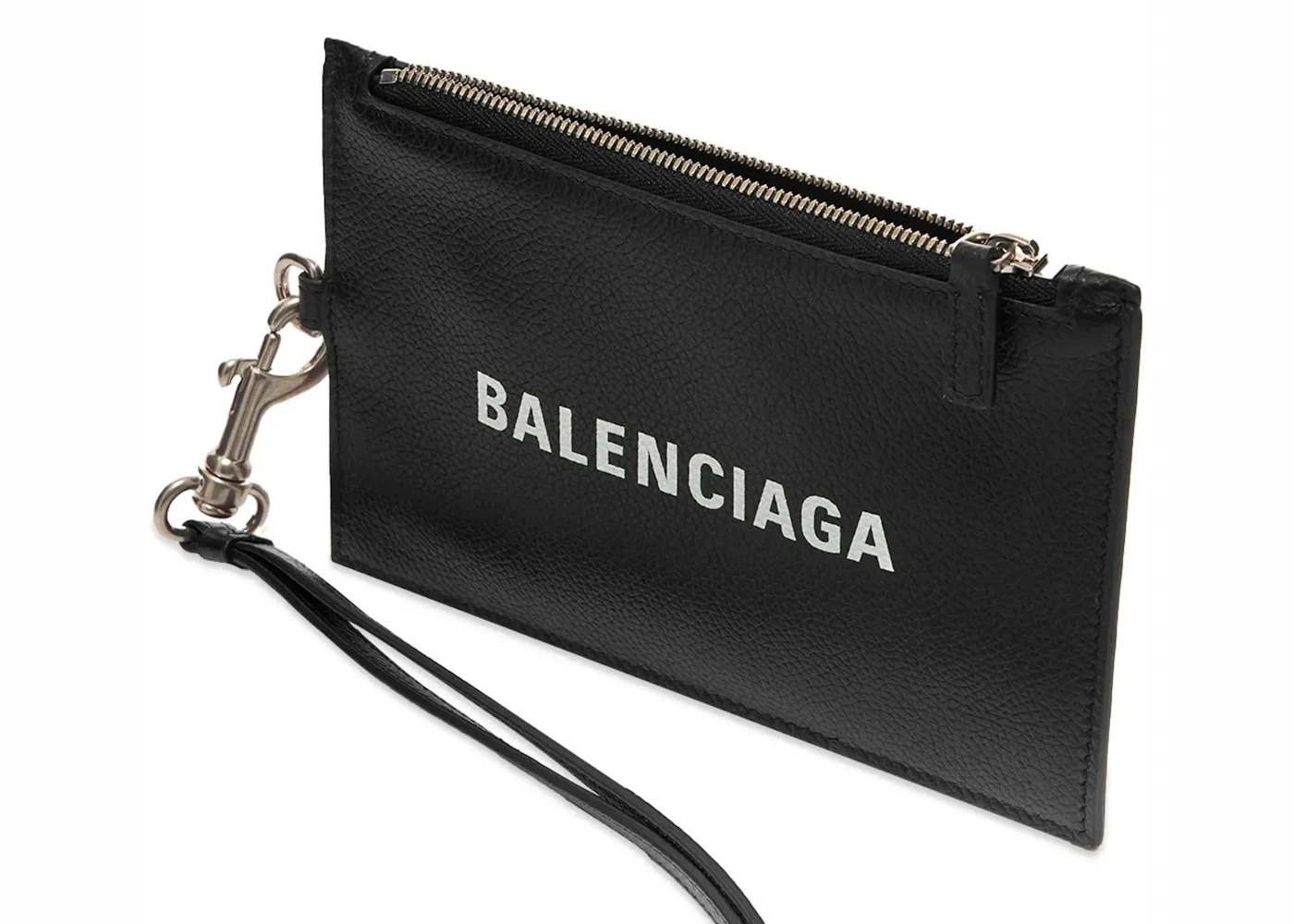 Balenciaga Logo Leather Passport Holder Lanyard Black - 2