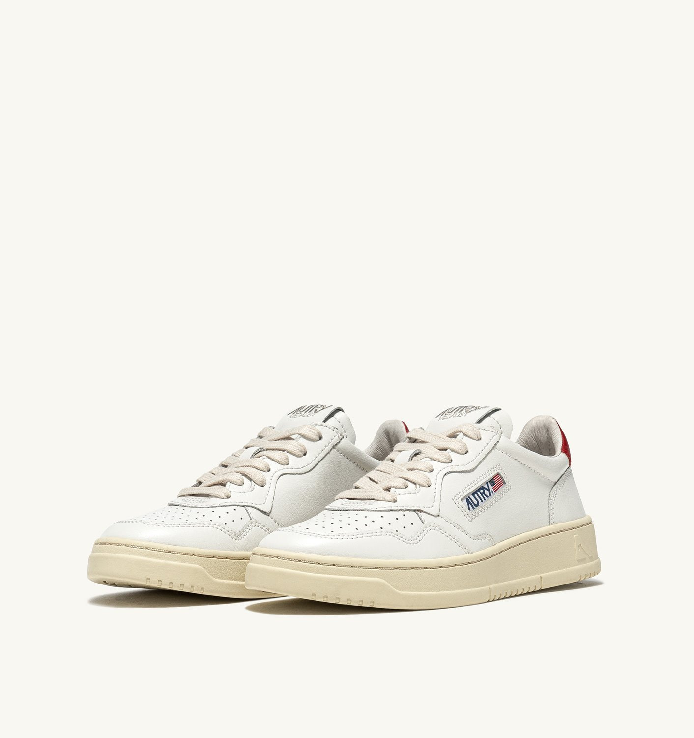 MEDALIST LOW SNEAKERS IN WHITE AND RED LEATHER - 2
