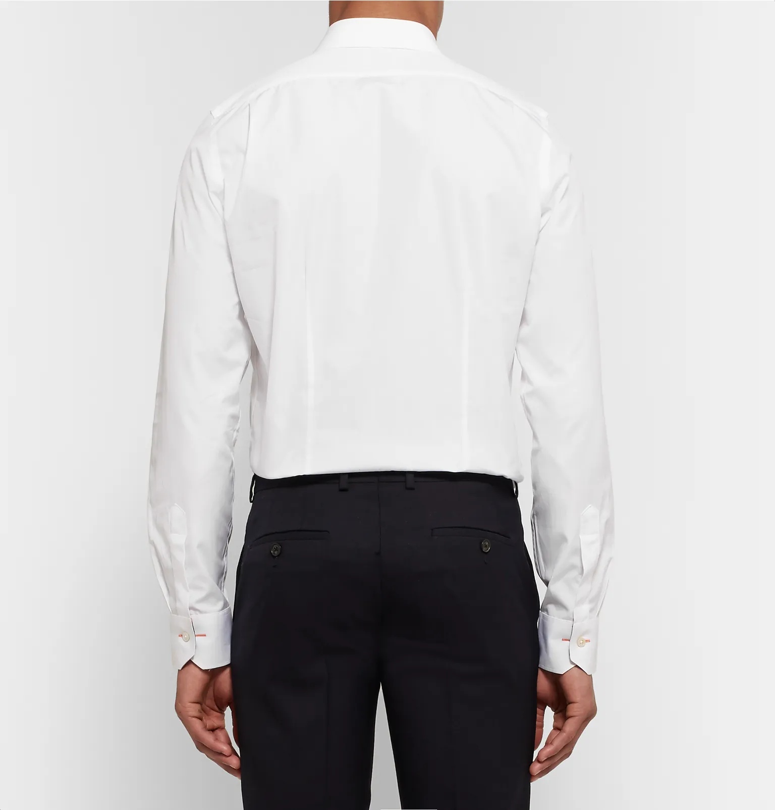 White Slim-Fit Contrast-Cuff Cotton-Poplin Shirt - 4