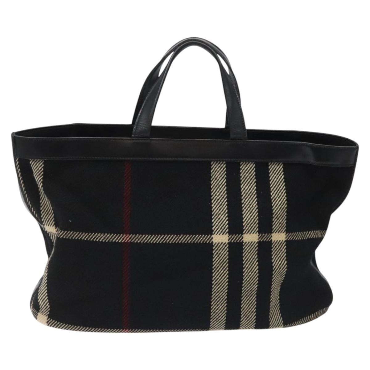 Burberry Nova Check Hand Bag Wool Black - 2