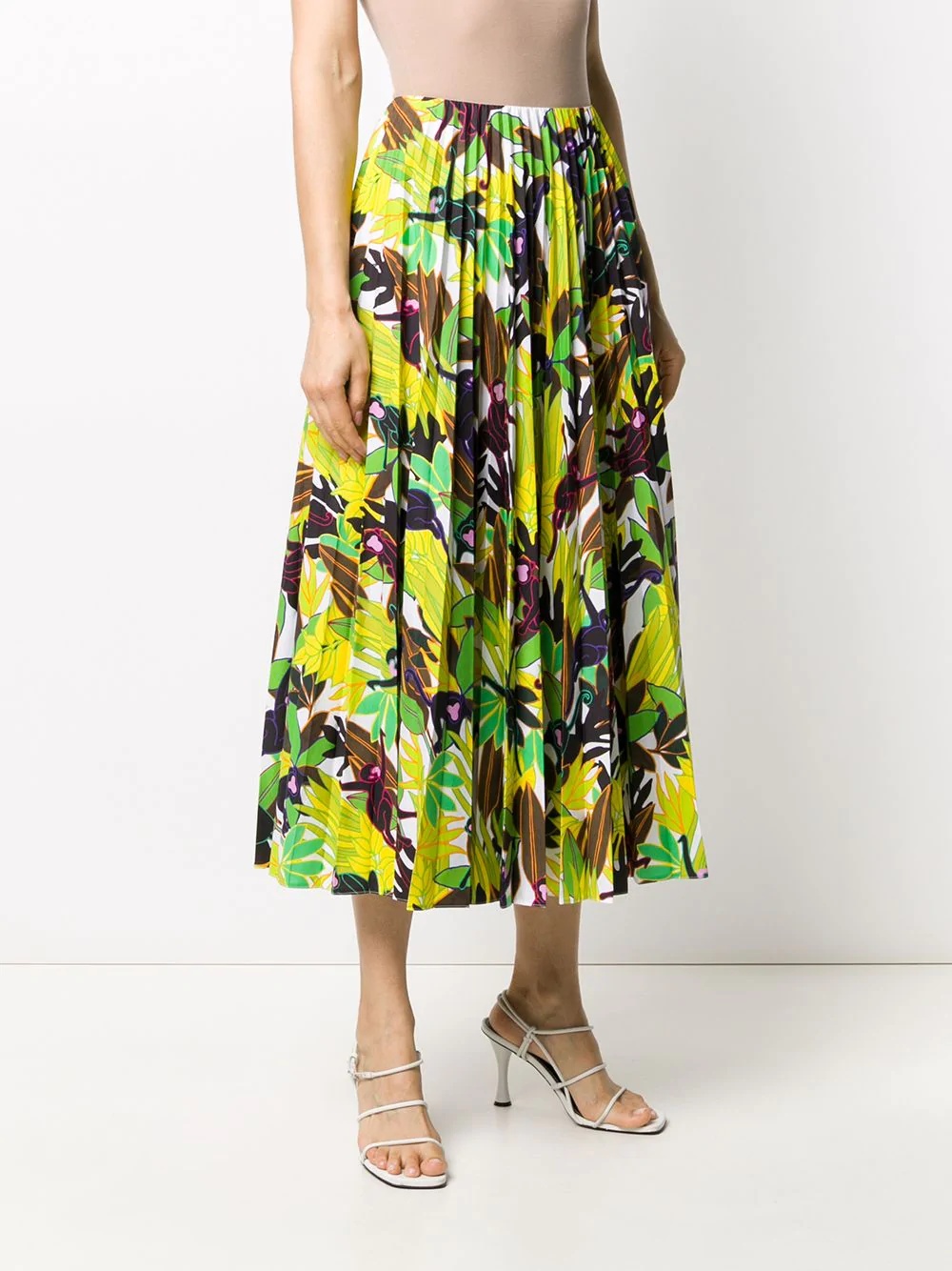 Monkey Forest pleated midi skirt - 3