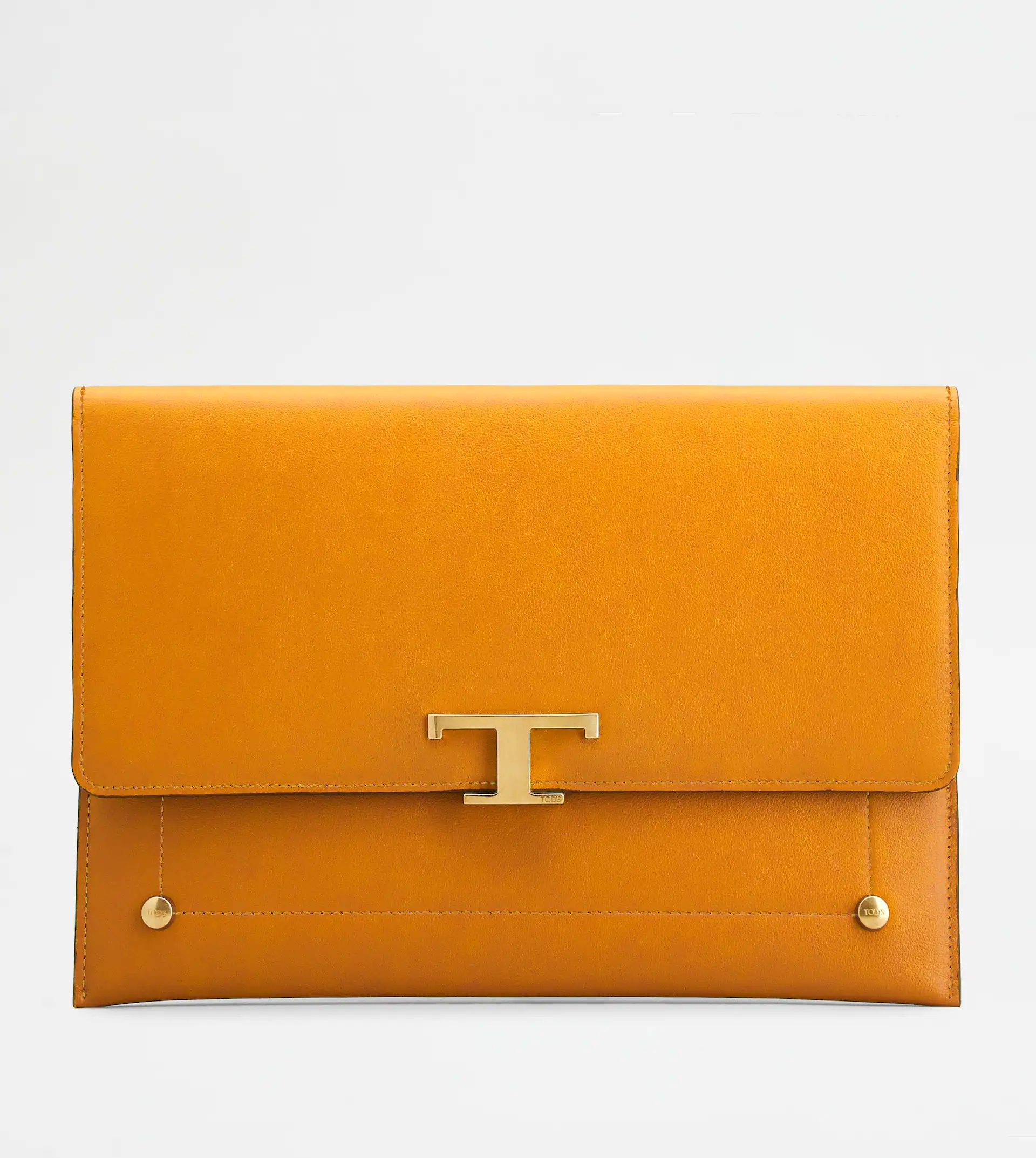 T TIMELESS ENVELOPE CLUTCH IN LEATHER LARGE - ORANGE - 1