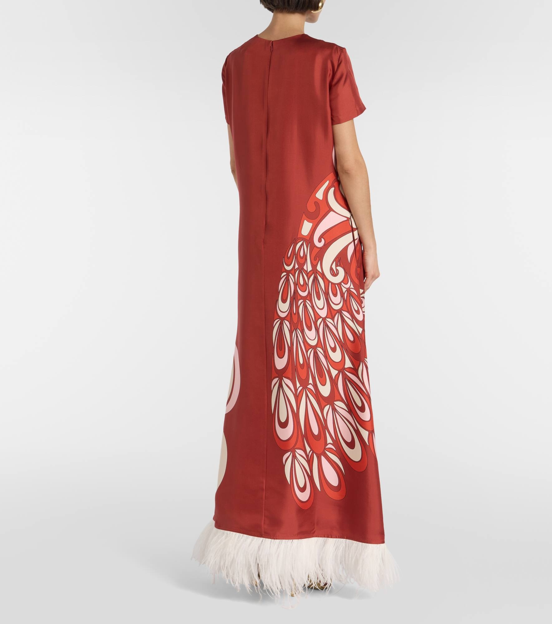 Swing feather-trimmed silk maxi dress - 3
