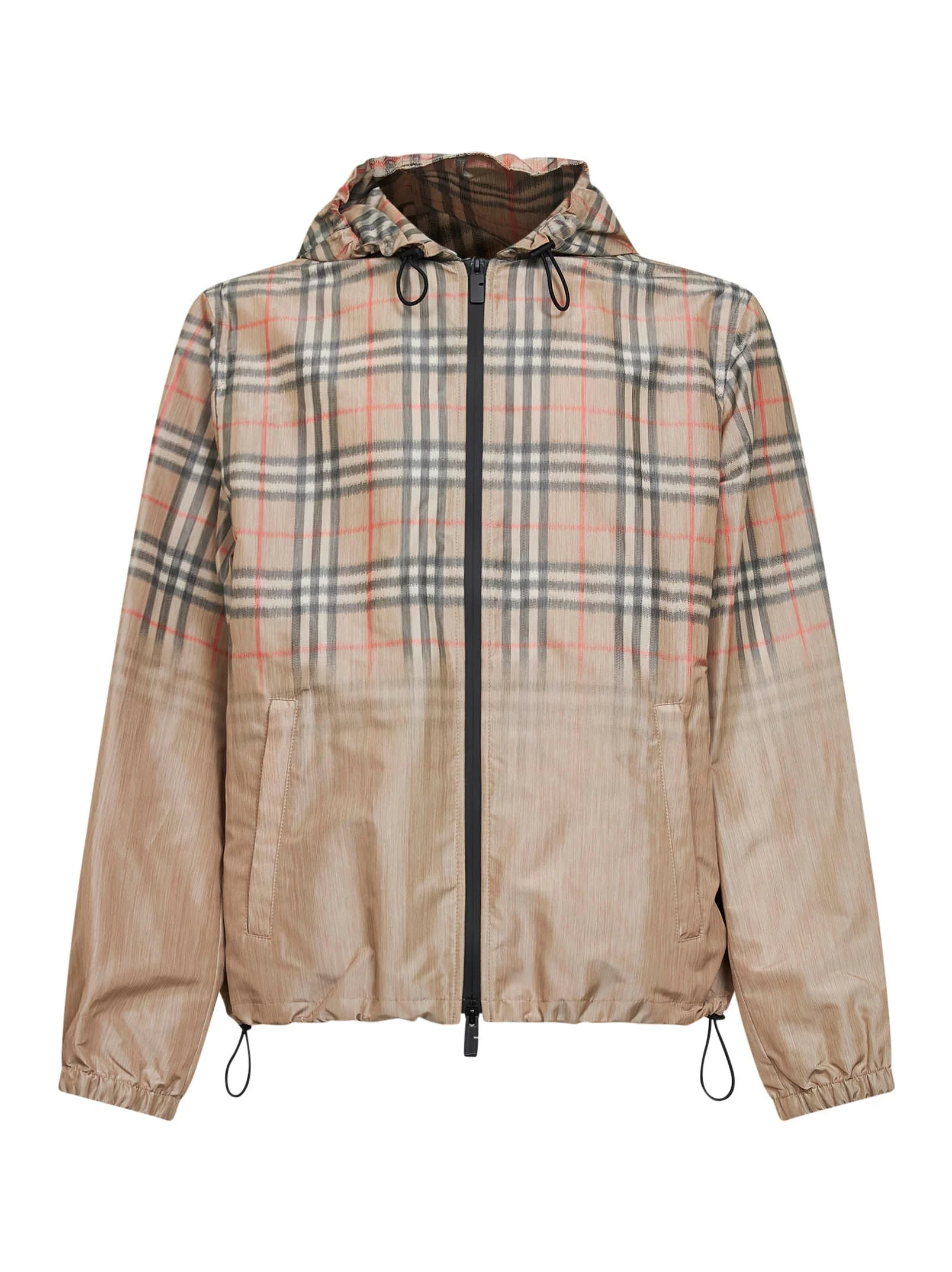 Sand beige gradient Check hooded jacket - 1