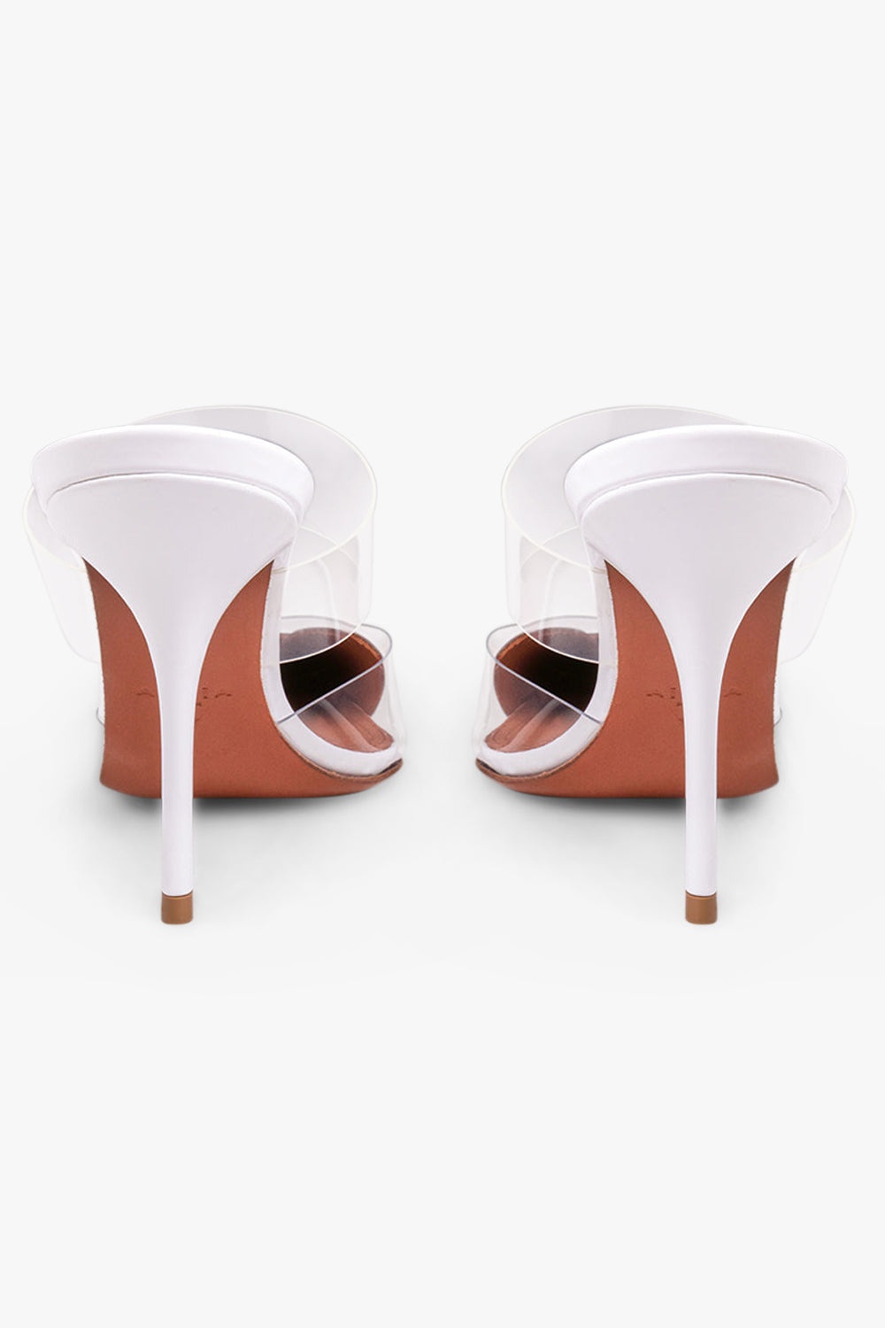 PATENT CALFSKIN 90MM HEART MULES | WHITE - 5