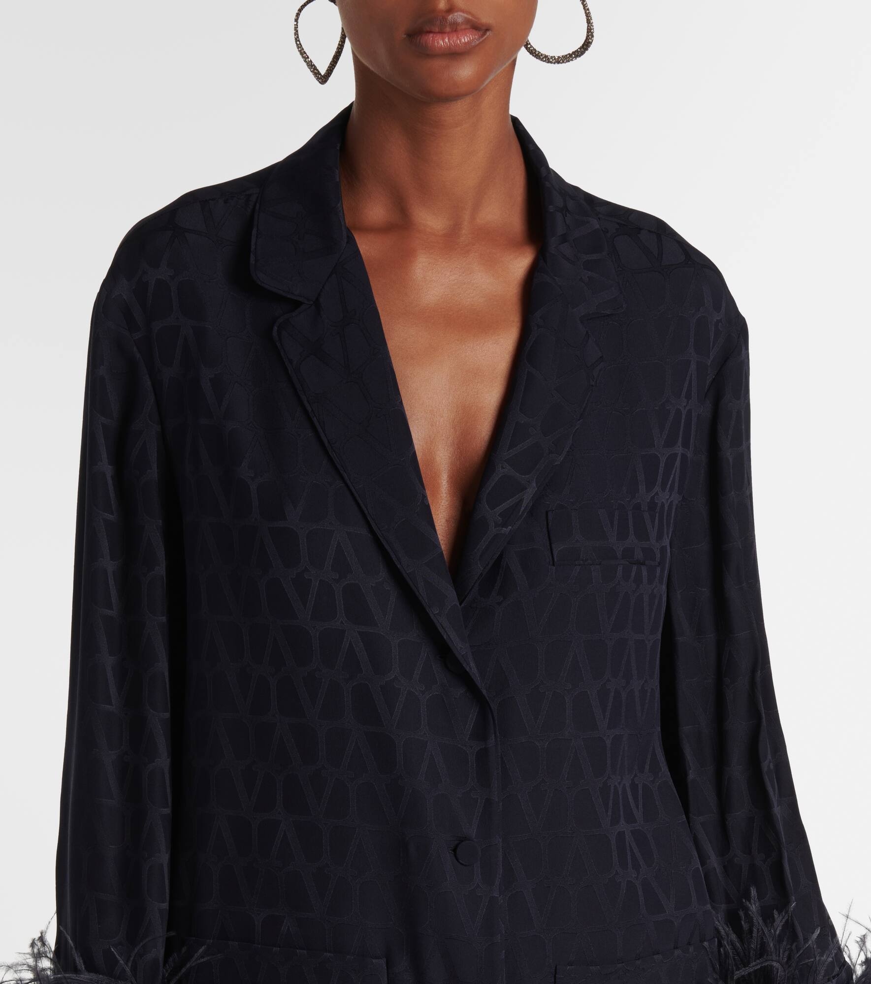Toile Iconographe feather-trimmed silk shirt - 4