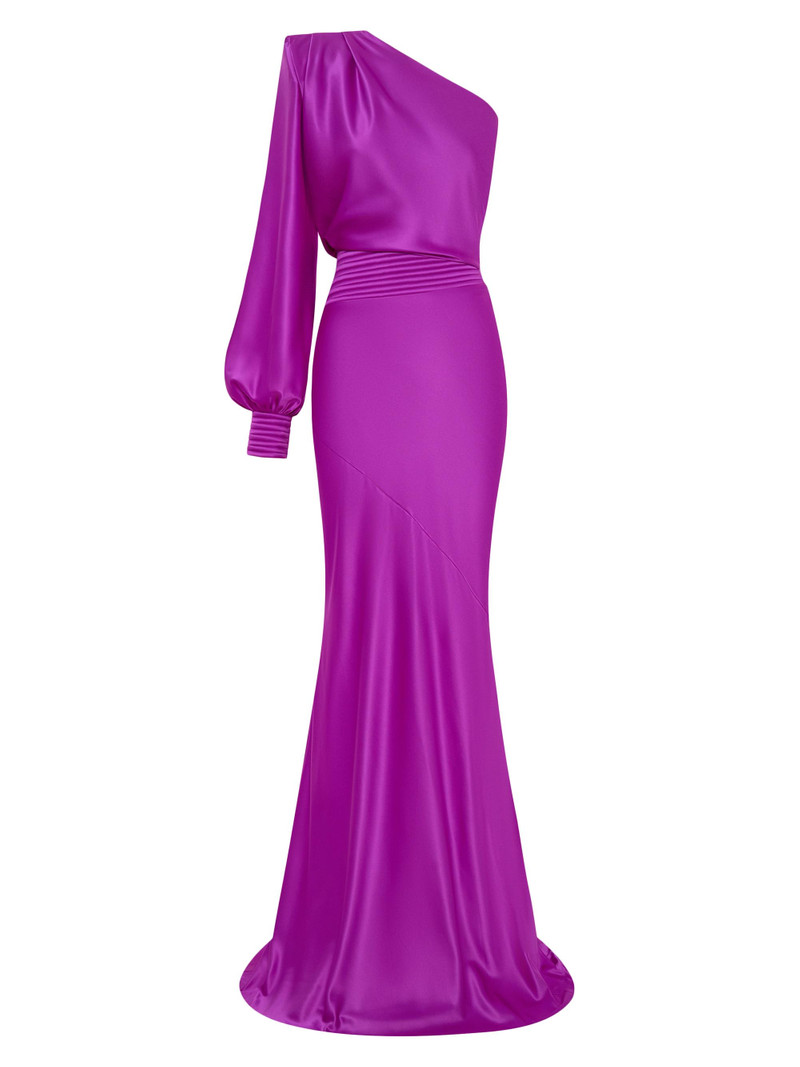 Women's Don't Look Now One-Shoulder Gown - Magenta 1