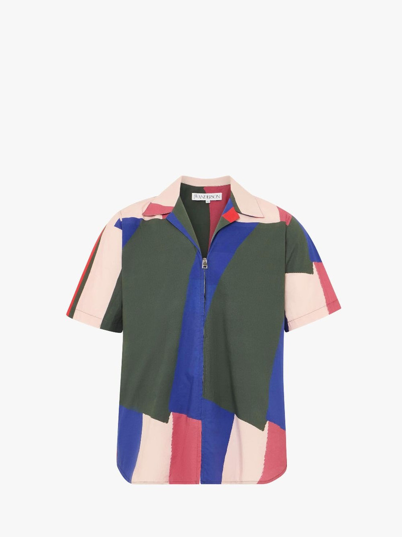 SHORT SLEEVE PRINTED SHIRT WITH ZIP - 1