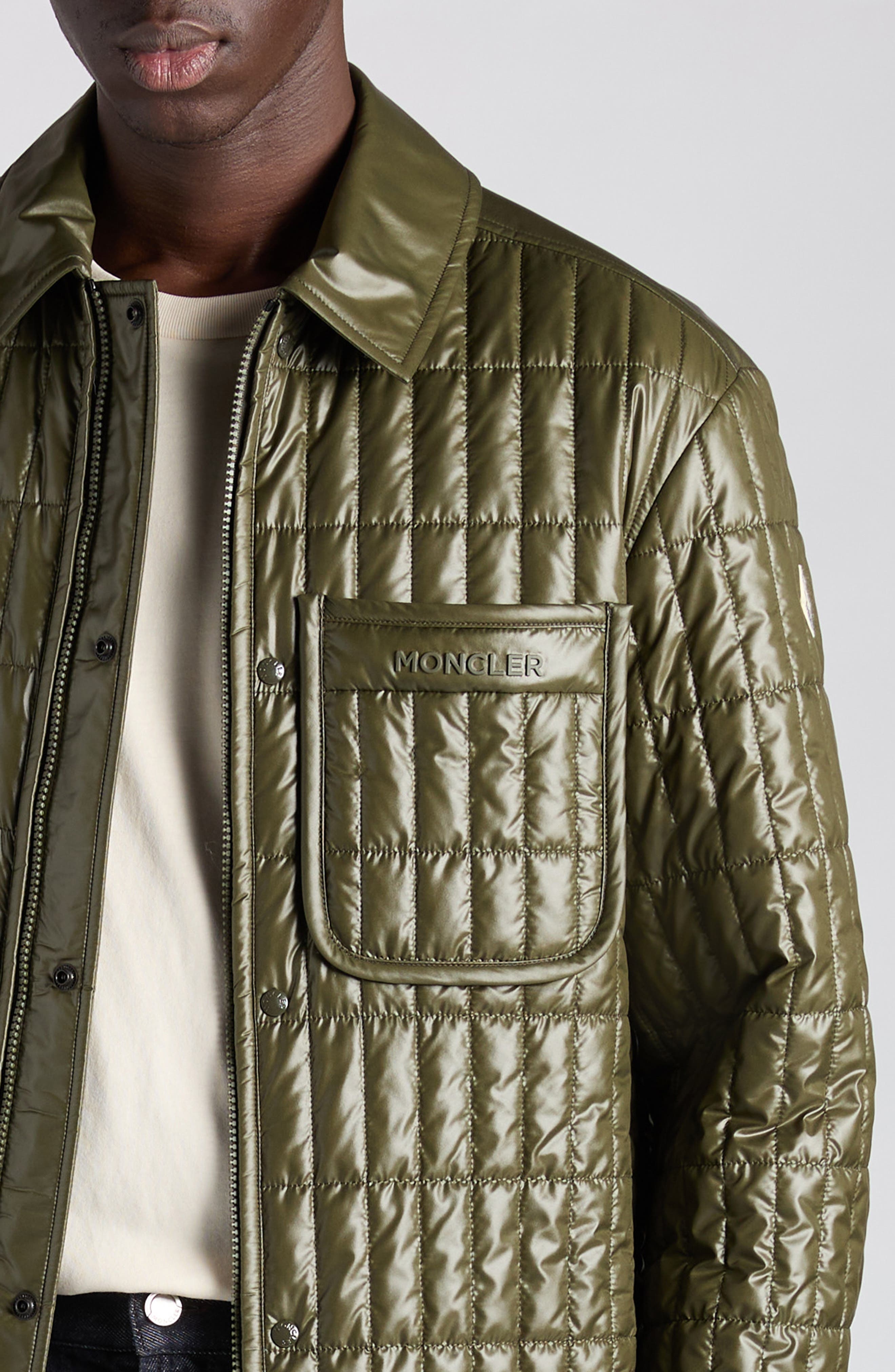 Moncler Madiere Vertical Quilted Shirt Jacket in Deep Depths at Nordstrom - 5