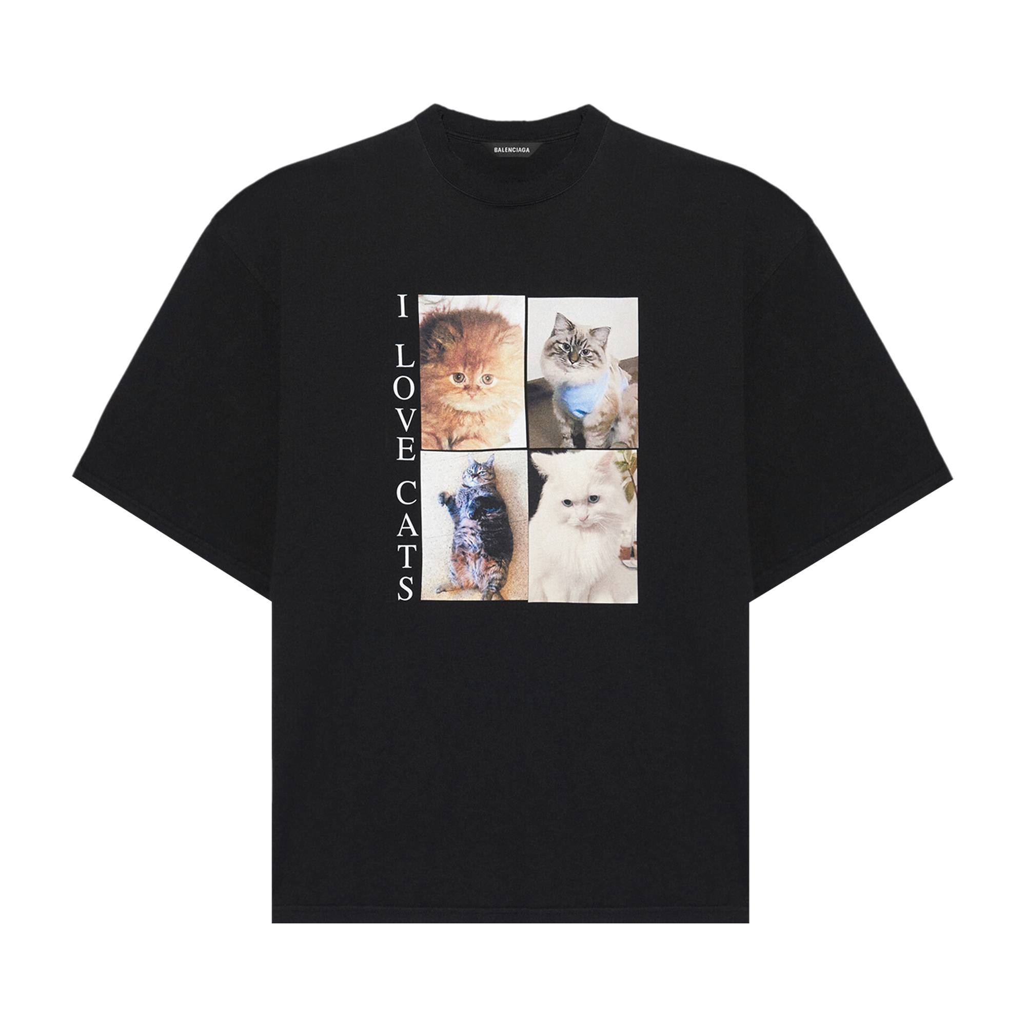 Balenciaga I Love Cats T-Shirt 'Black' - 1