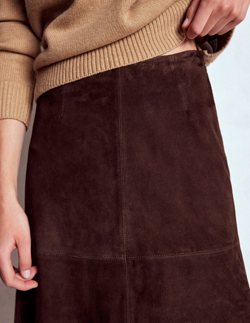 Suede Midi Skirt-Dark Chocolate 3
