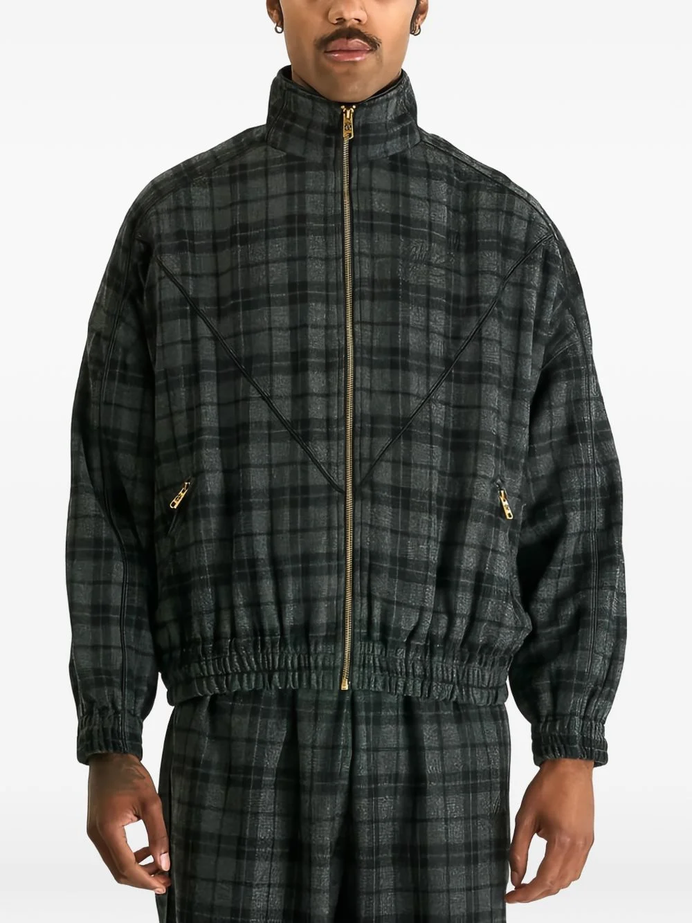 plaid zip-up jacket - 1