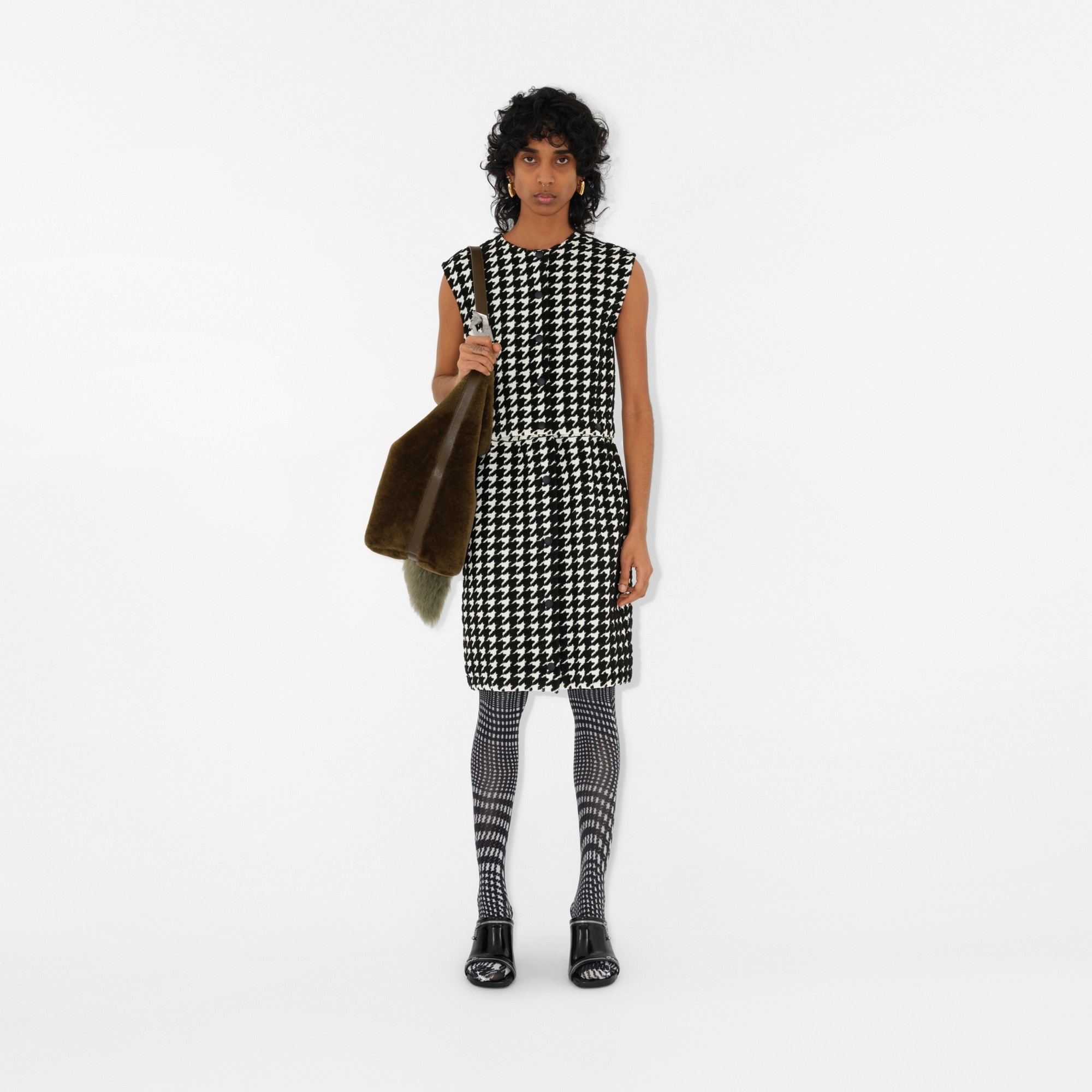 Houndstooth Nylon Blend Dress - 2