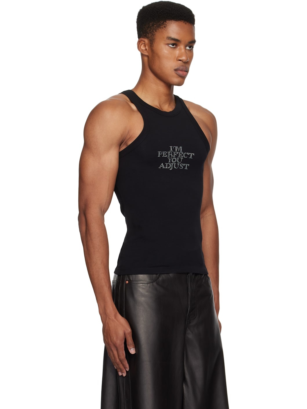 Black 'I'm Perfect You Adjust' Tank Top - 4
