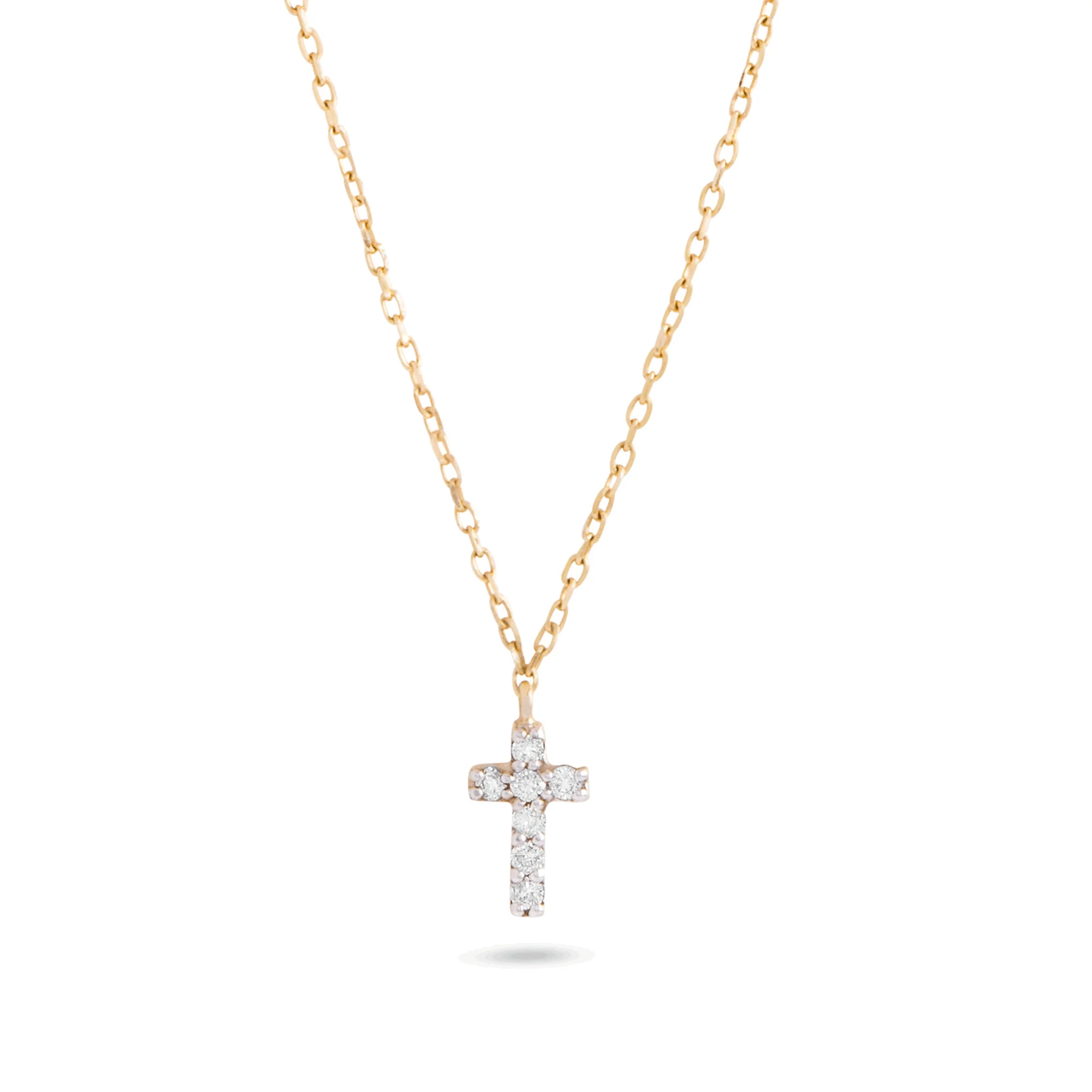 Tiny Diamond Cross Necklace - 1