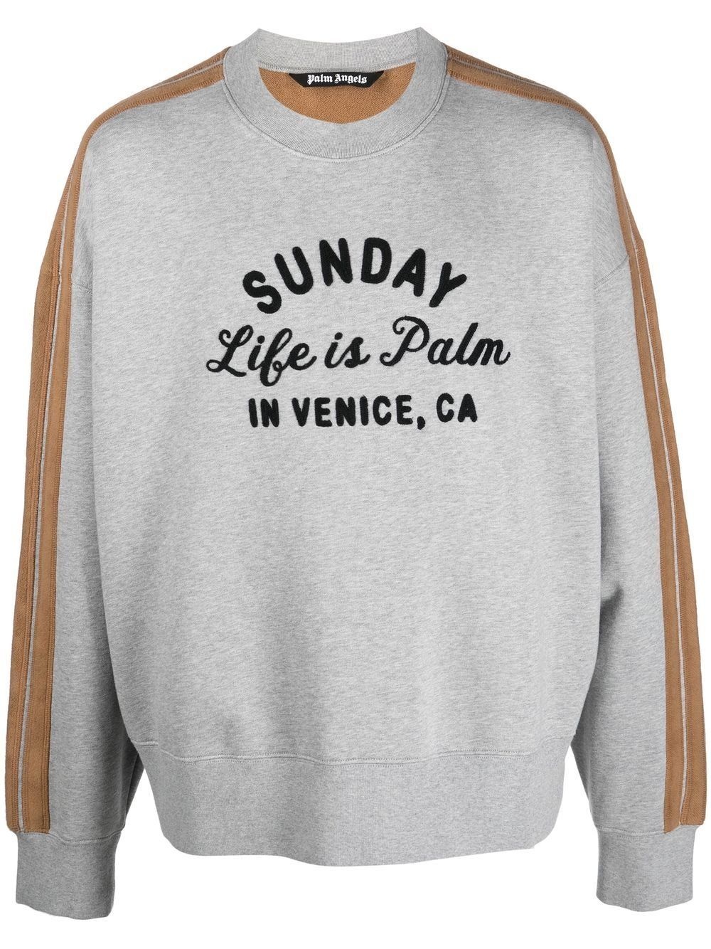 slogan-embroidered sweatshirt - 1