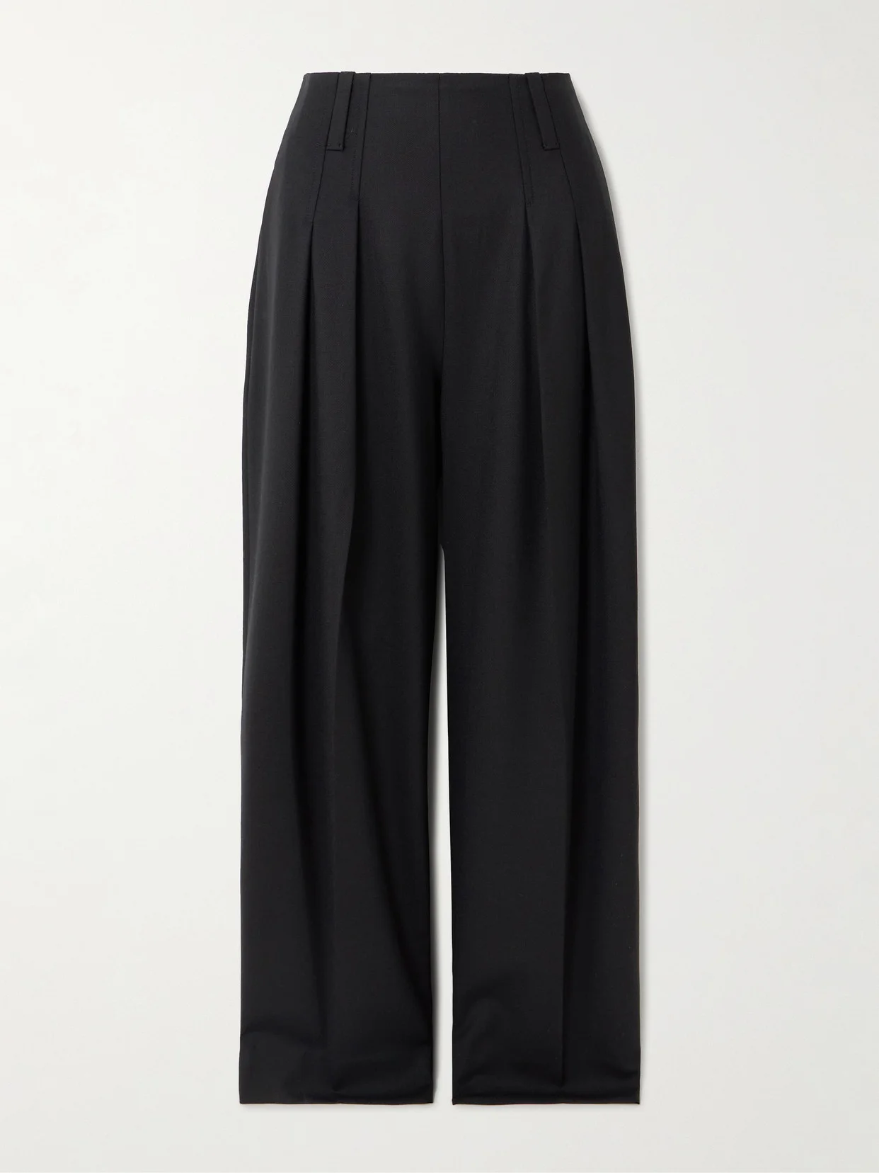 Cinch Pleated Twill Wide-leg Pants - 1