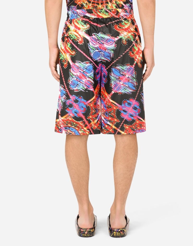 Illumination-print nylon shorts with DG logo - 3