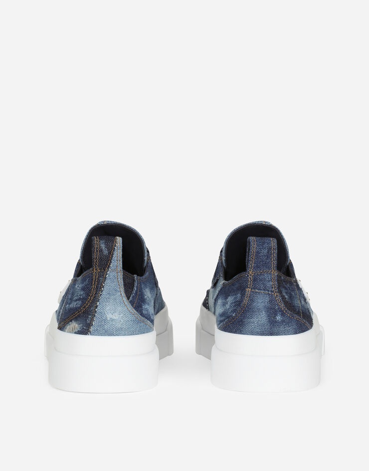 Patchwork denim Portofino Light sneakers with branded plate - 3