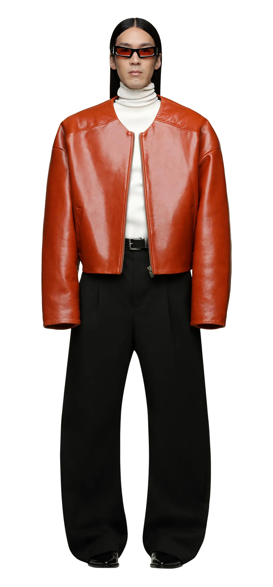 ARCED LEATHER JACKET COPPER - 4