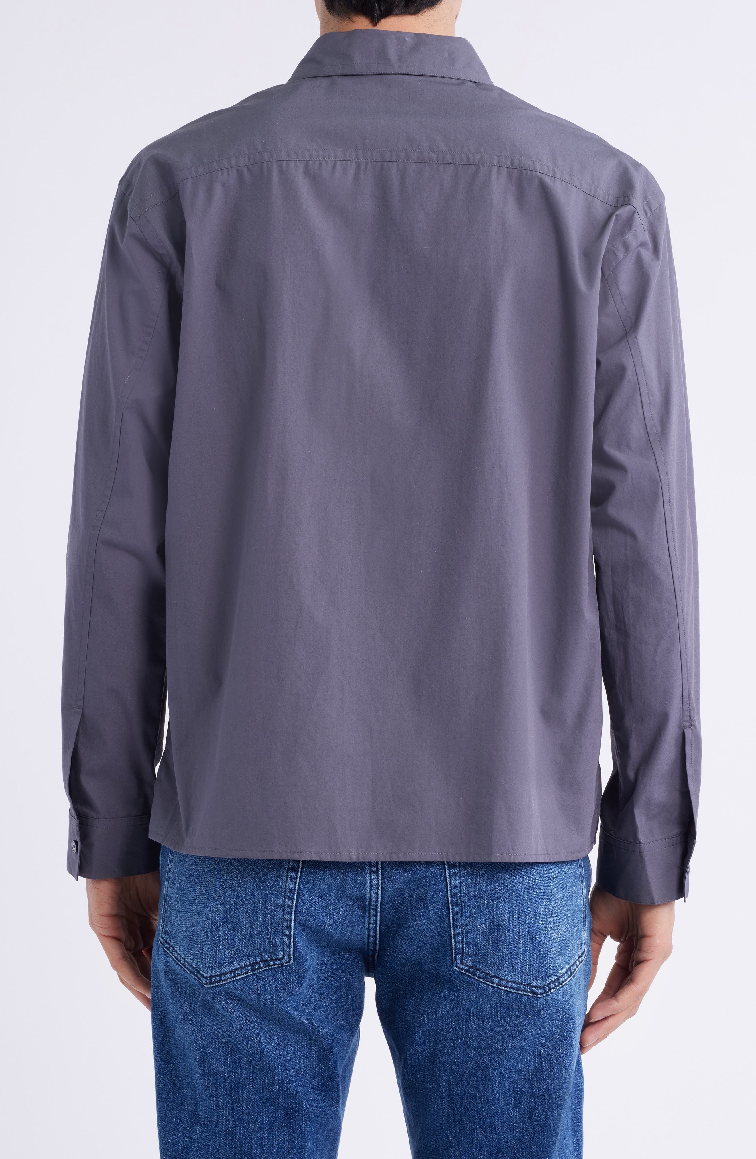FRAME Patch Pocket Cotton Button-Up Shirt in Cloud Grey at Nordstrom - 3
