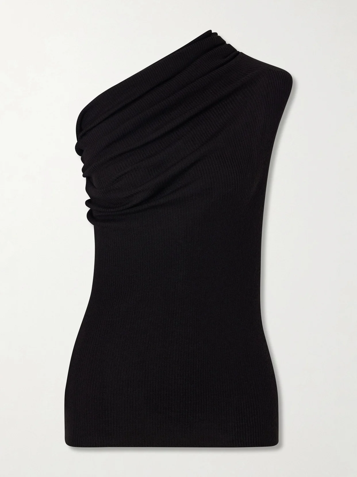 Athena One-shoulder Ribbed-knit Wool Top - 1