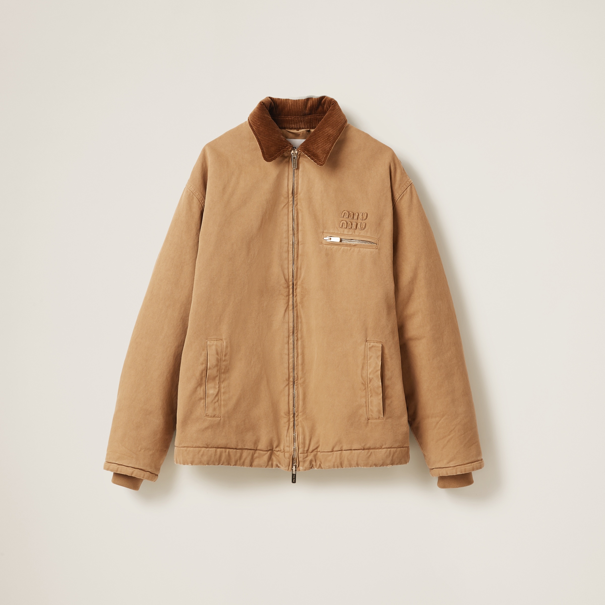 Embroidered garment-dyed gabardine blouson jacket - 1