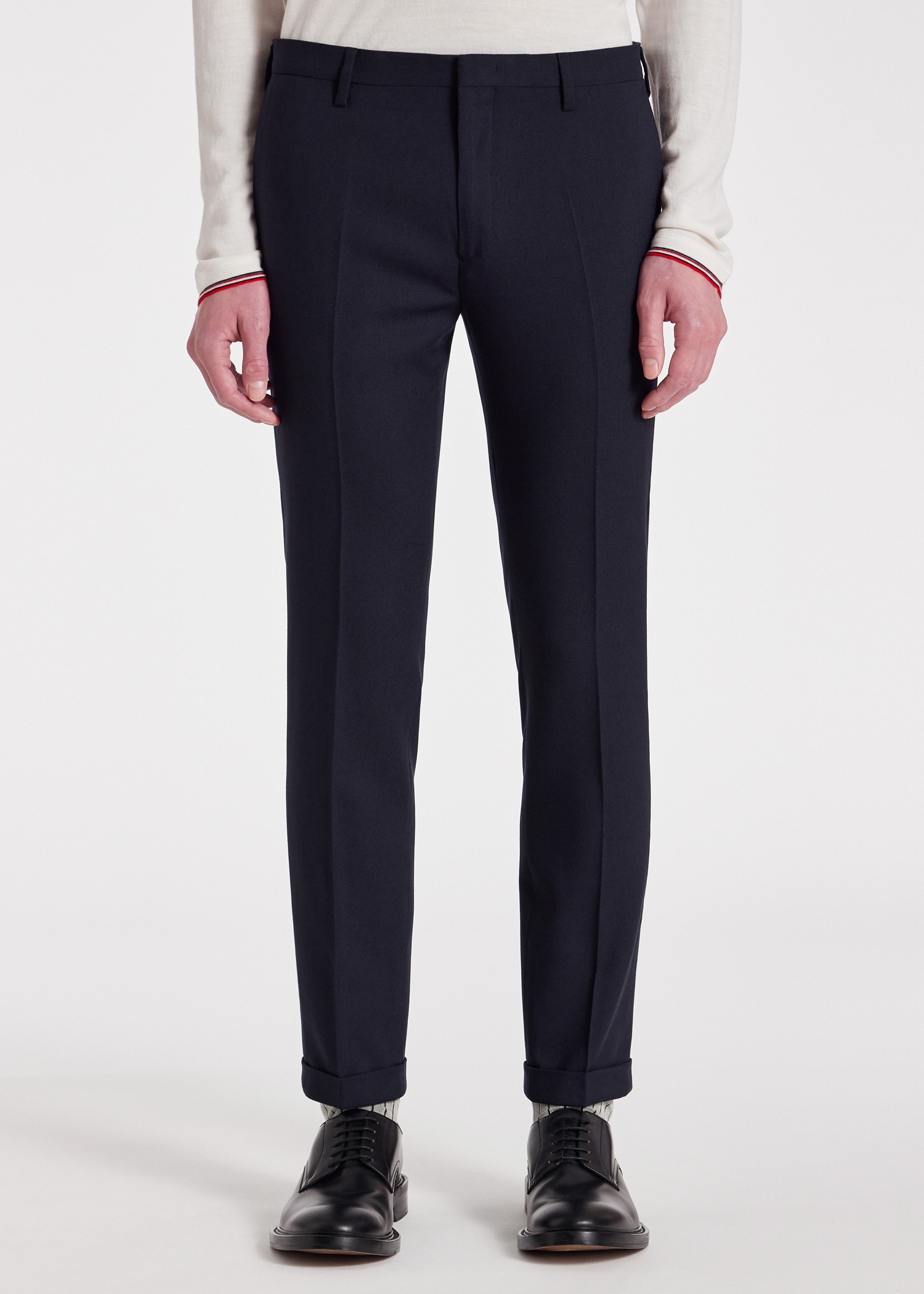 Slim-Fit Navy Wool Nep Trousers - 3