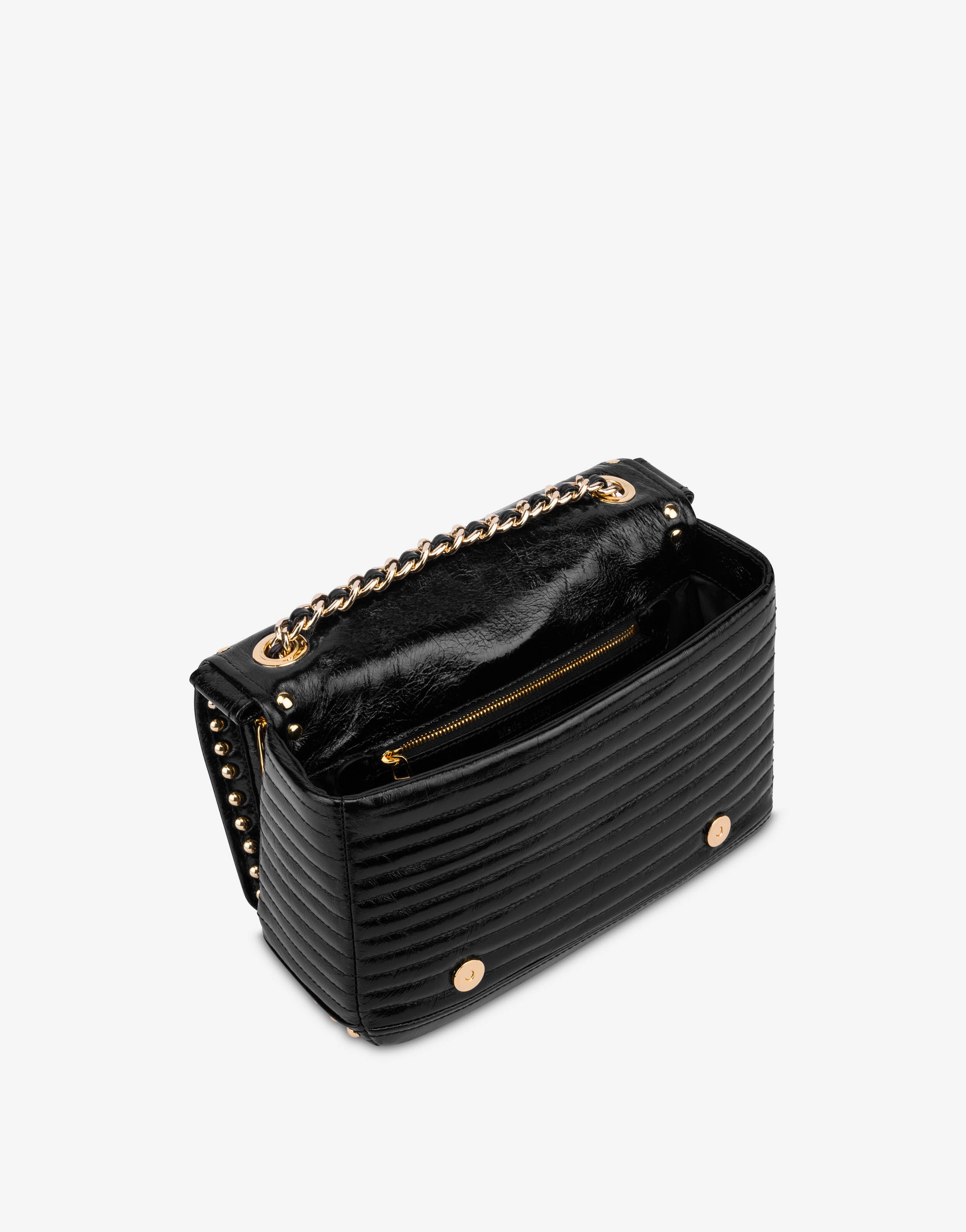STUDDED SHINY CALFSKIN BIKER BAG - 3