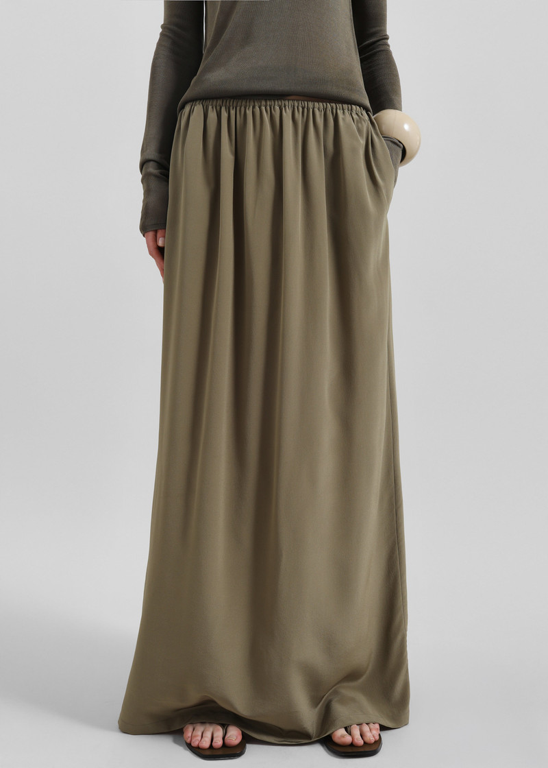 Sibena Silk Maxi Skirt - Khaki 6