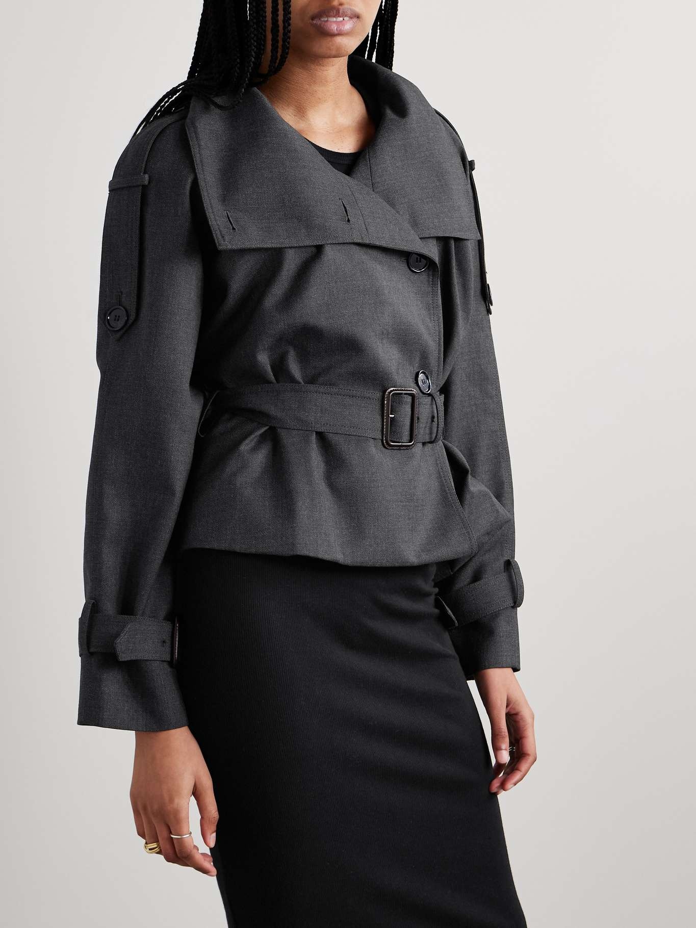 Belted double-breasted woven jacket - 3