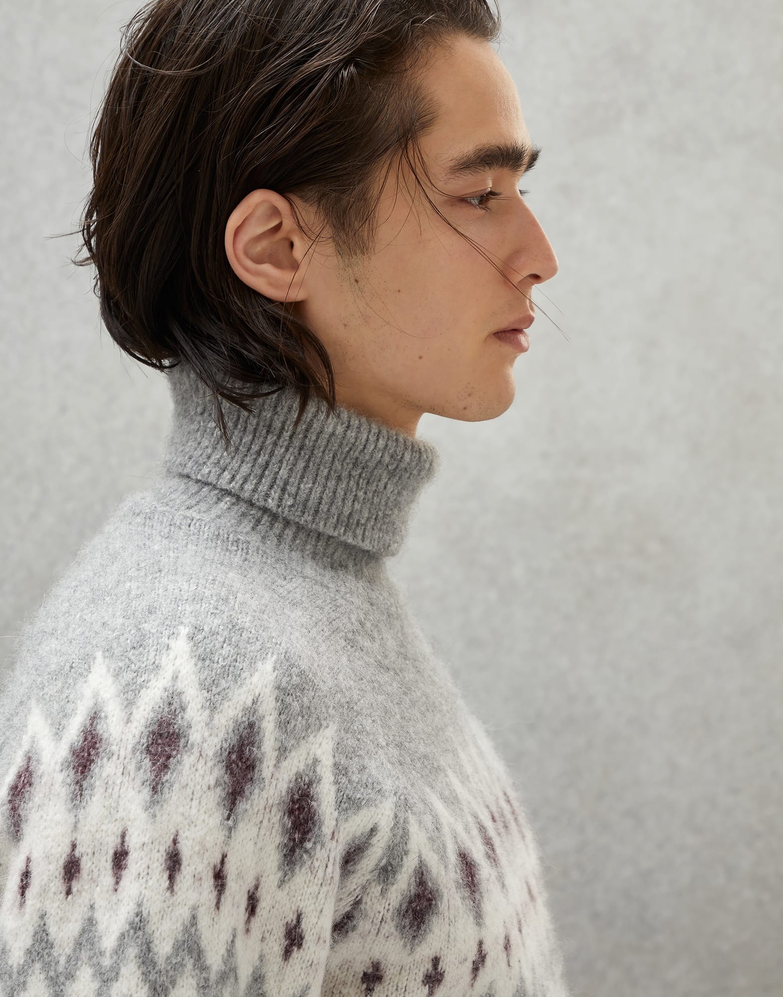 Brunello Cucinelli Flecked Icelandic Jacquard turtleneck