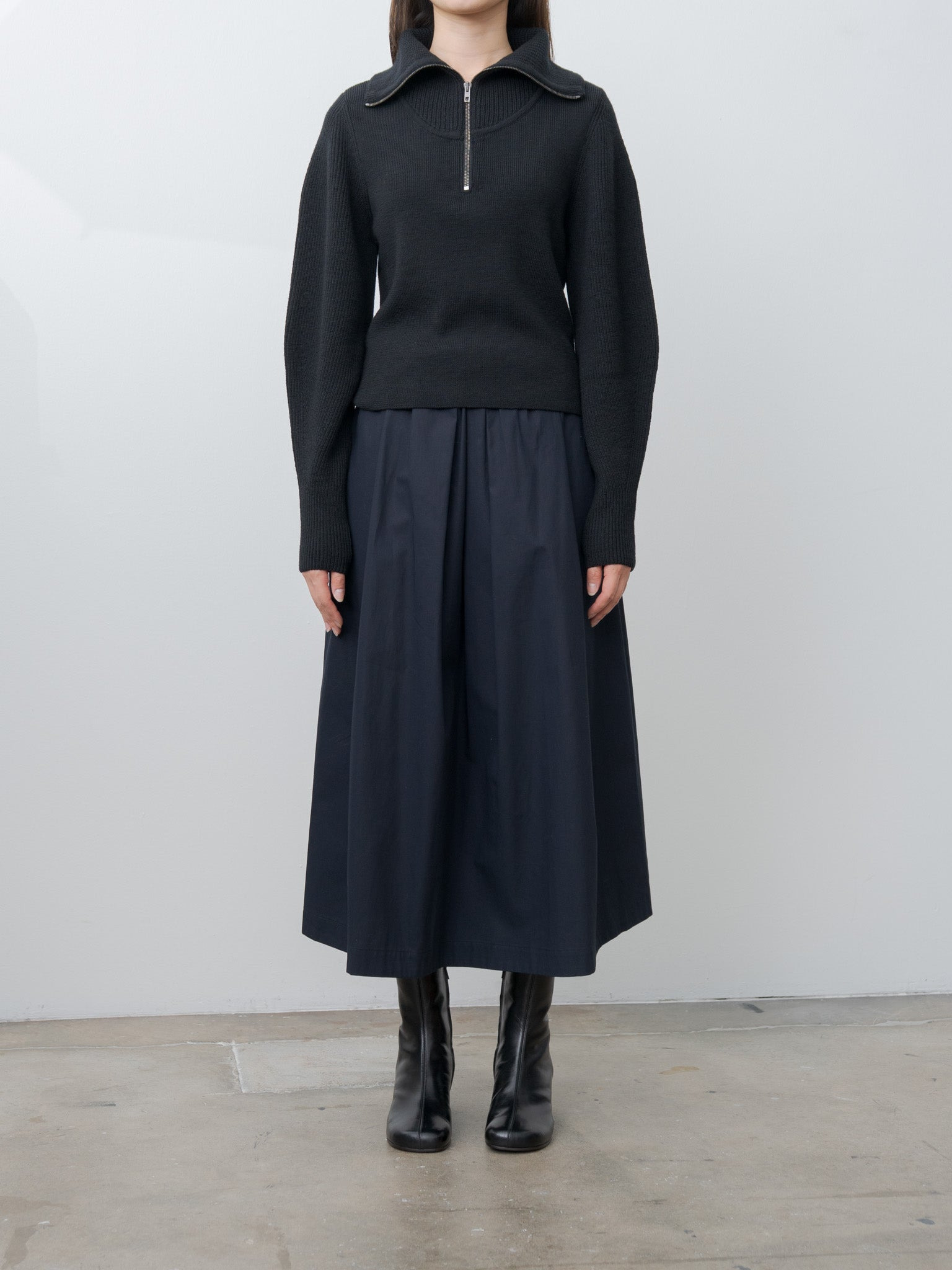 Zipped Sweater - Black - 2